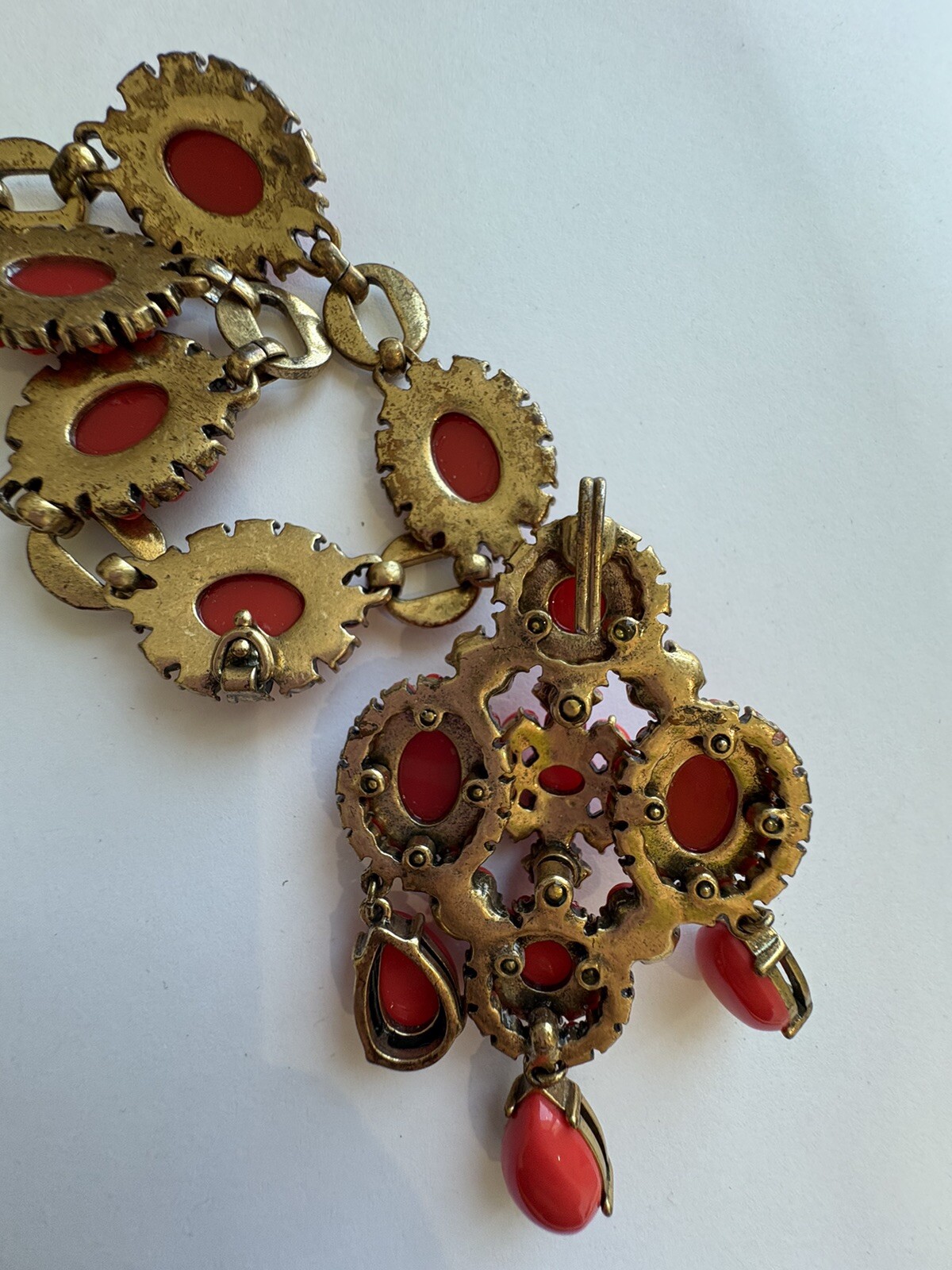 Stella Dot Necklace Sardinia Red Coral Removable Pendant 22-24” Gold Tone