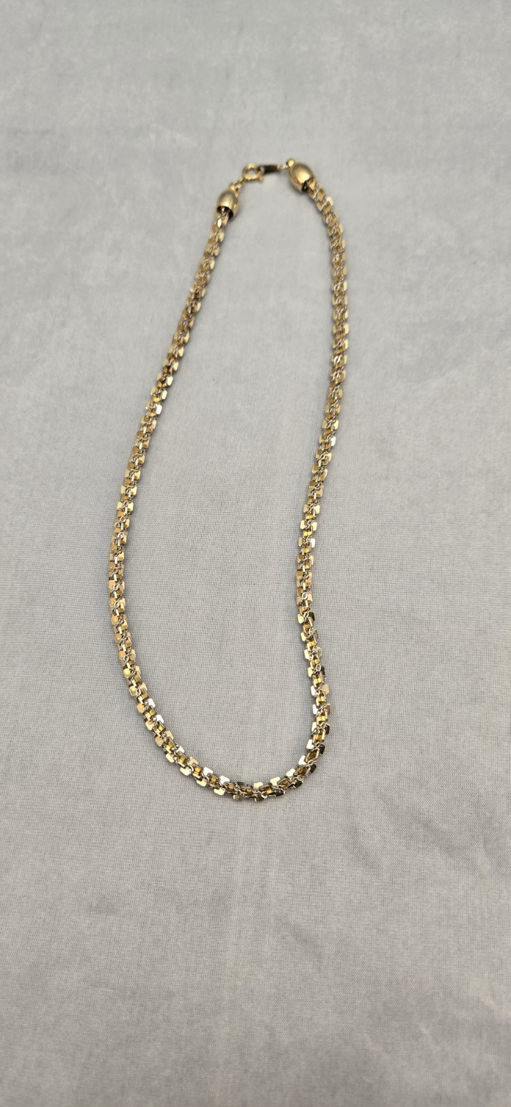 Mix Metal Multi Tone Twist Chain Linked Vintage 16.5 in Choker Necklace