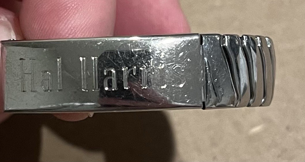Vintage Foster Stainless Steel Sterling Silver Top Engraved Stretch Bracelet