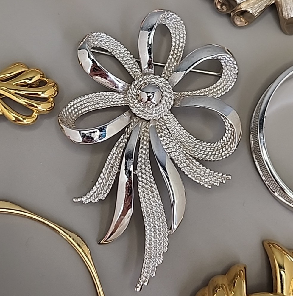 Vintage Monet Brooch Bracelet Lot of 6 Ribbons Hinged Bangle