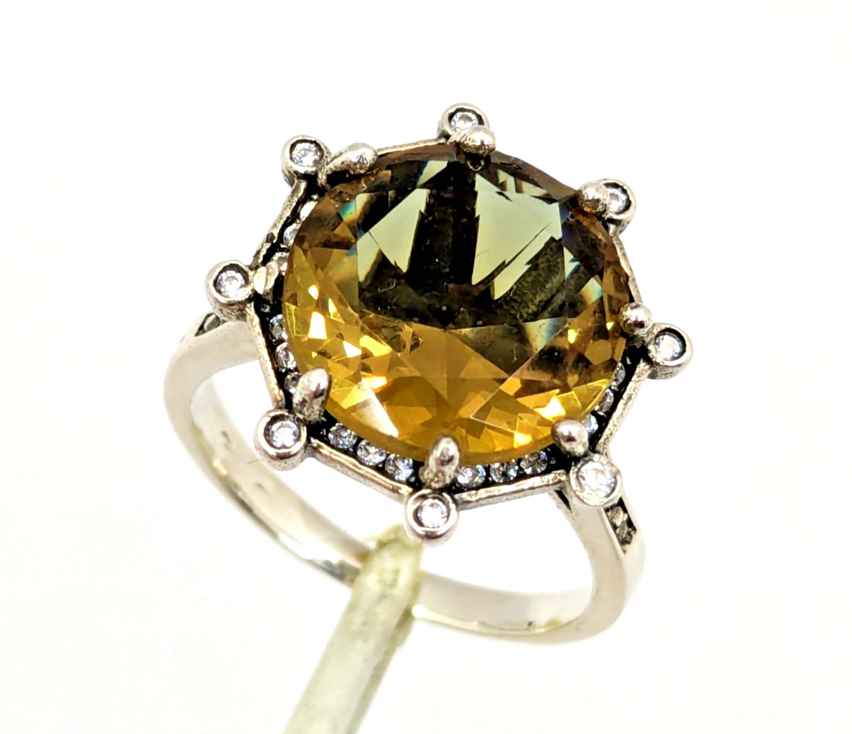 Vintage Luxury RING Silver 925 with Big Bright Stone -size: 7US (17.5mm) | #5