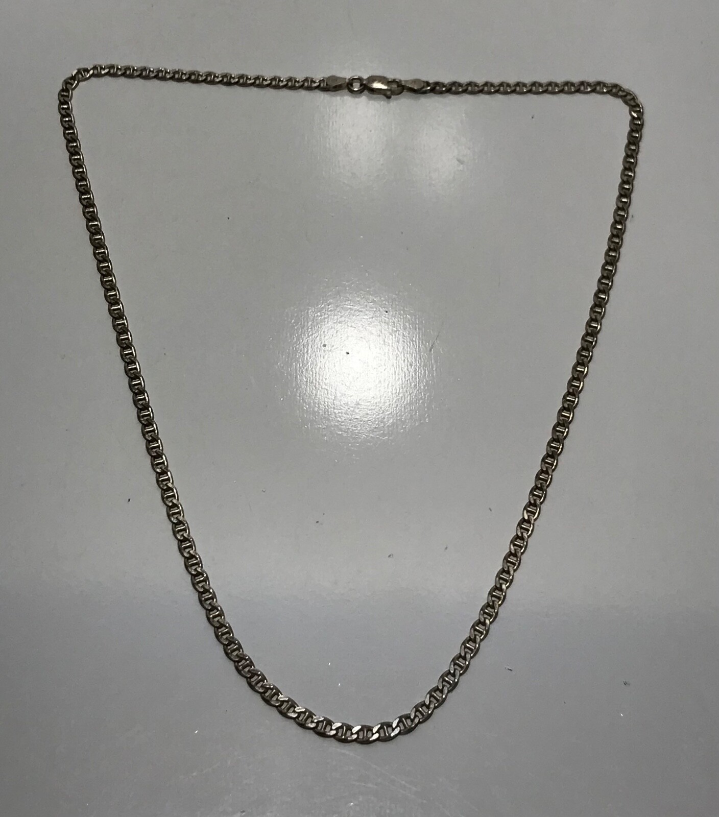 Vintage Sterling Silver 925 Italy Anchor Mariner Link Necklace 18.5~3.20mm