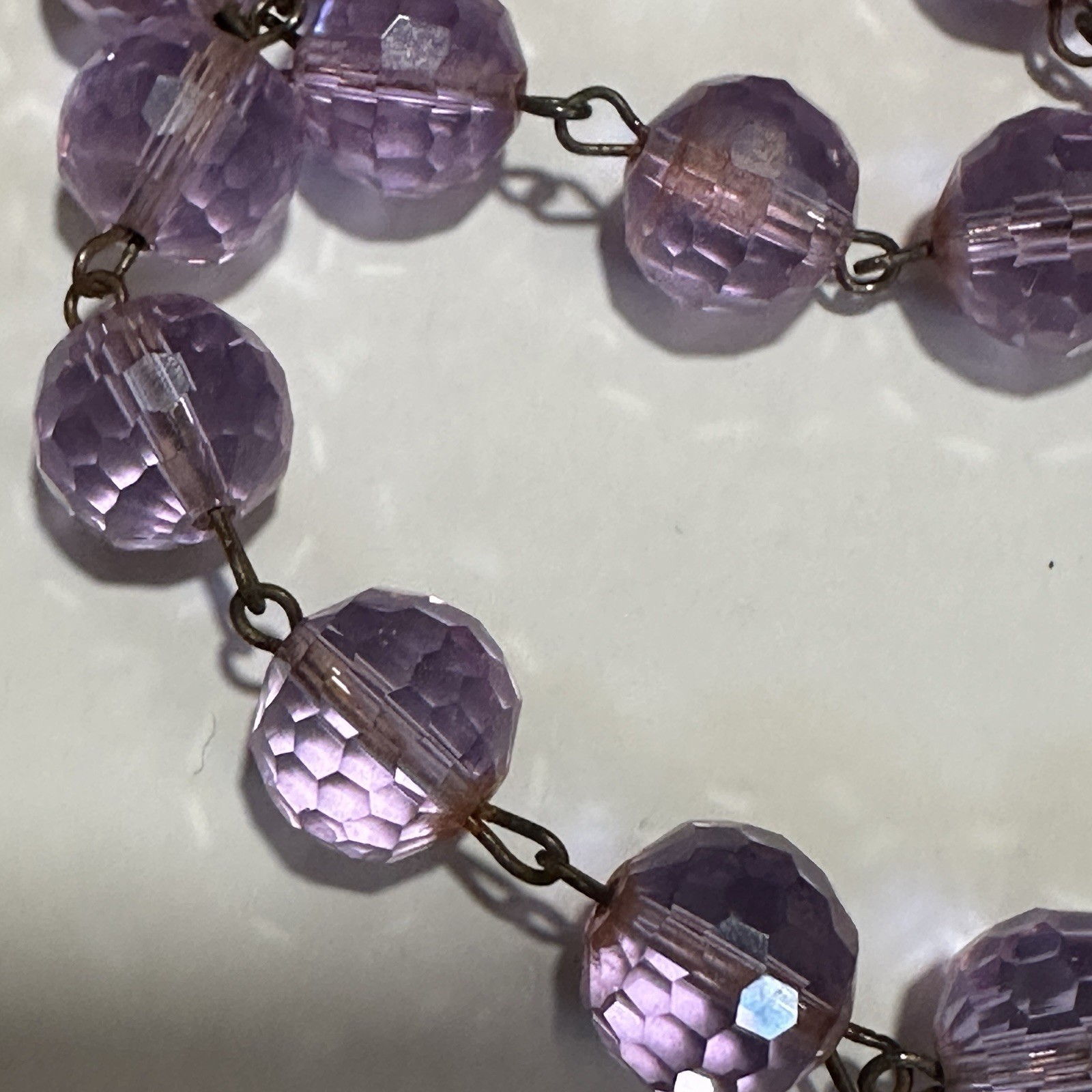 VTG Neodymium Glass Necklace Color Changing Alexandrite 54 Faceted Beads Czech
