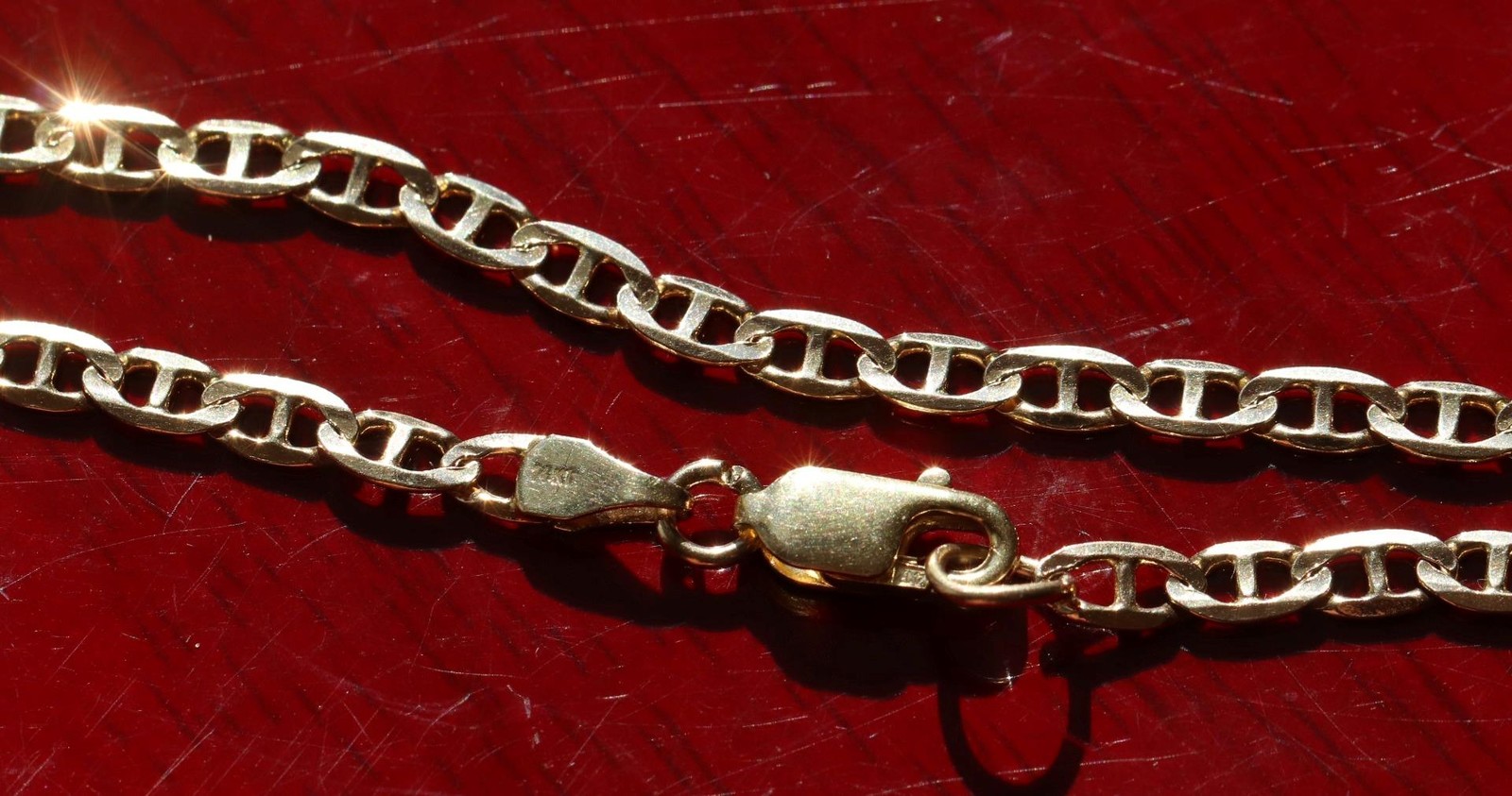 14k yellow gold necklace 19.5″ anchor / mariner link chain vintage 7.67gr N3502
