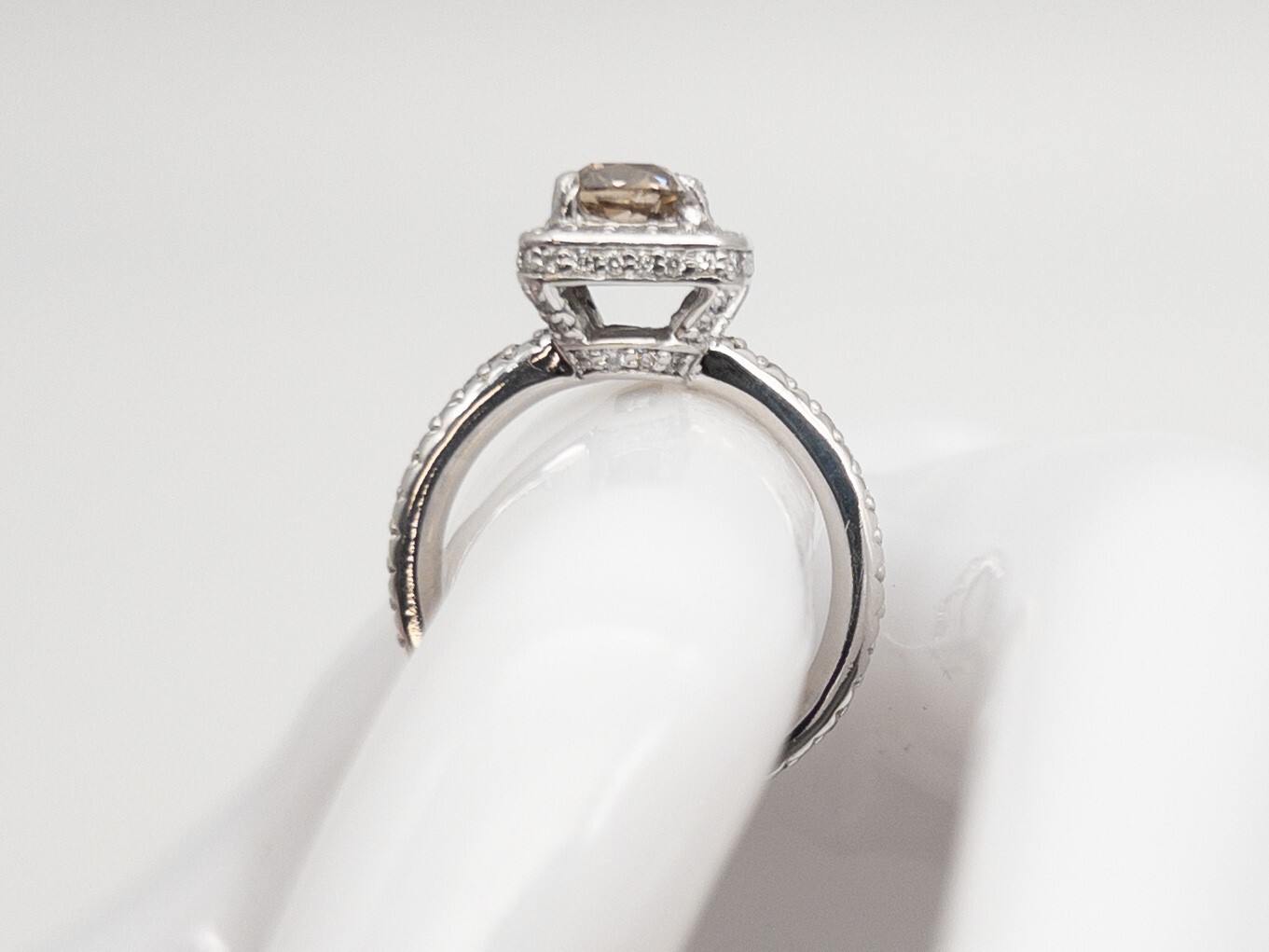 Designer $7000 2.35ct Natural Champagne Diamond 14k White Gold HALO Ring
