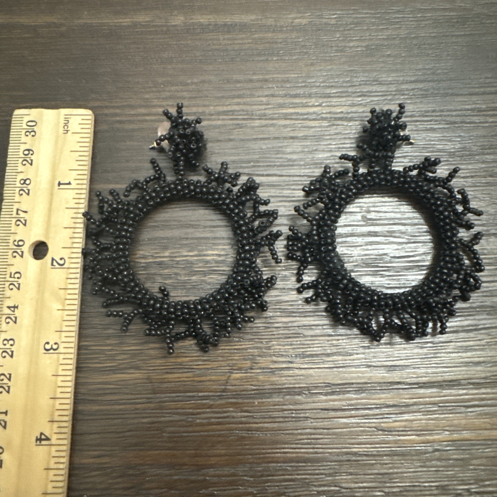 black beaded sequins drop/Dangle – Hoop