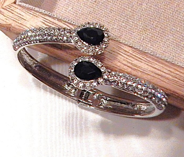 Retro Vintage Pave Rhinestone Bypass Cuff Bracelet MONET NWOT S42
