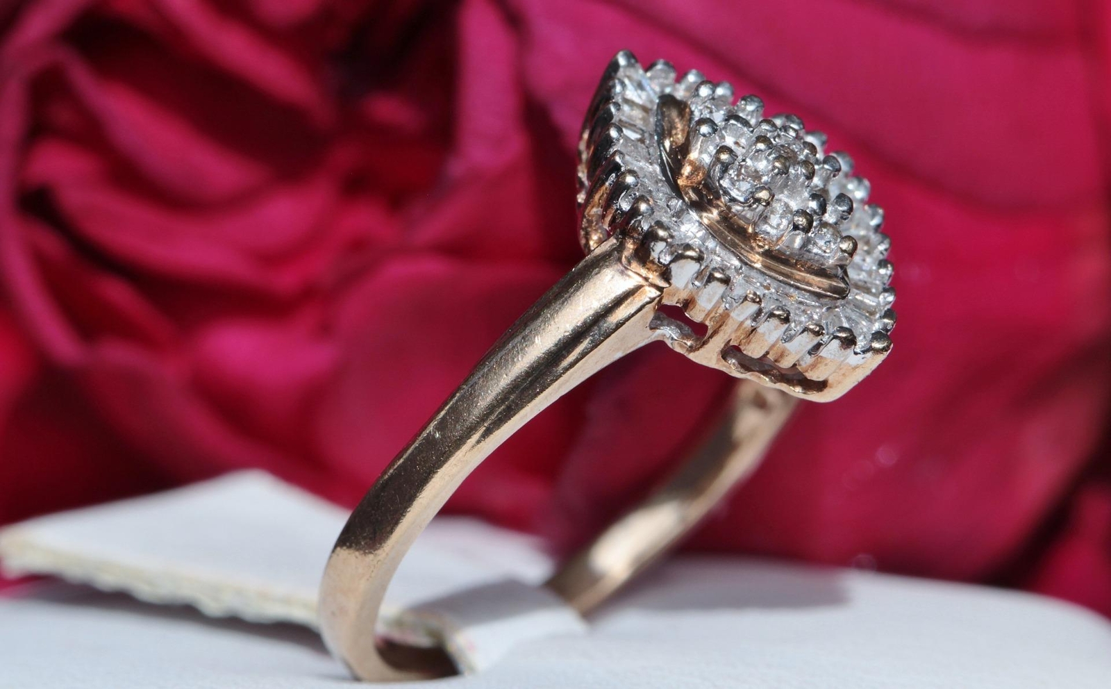 10k yellow gold ring 0.35ct natural diamond size 7 vintage handmade 2.7gr #5283