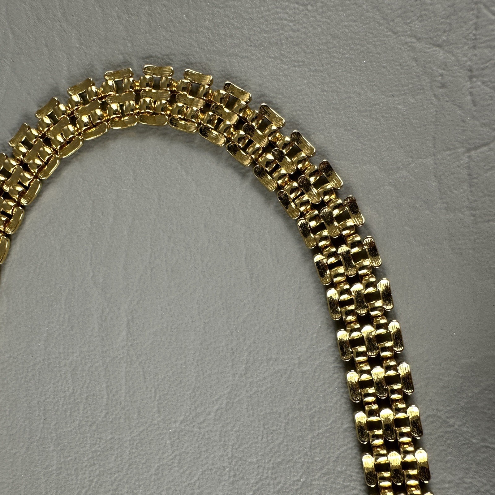 Vintage Mesh Chain Necklace Collar Gold Tone Woven Choker 17″