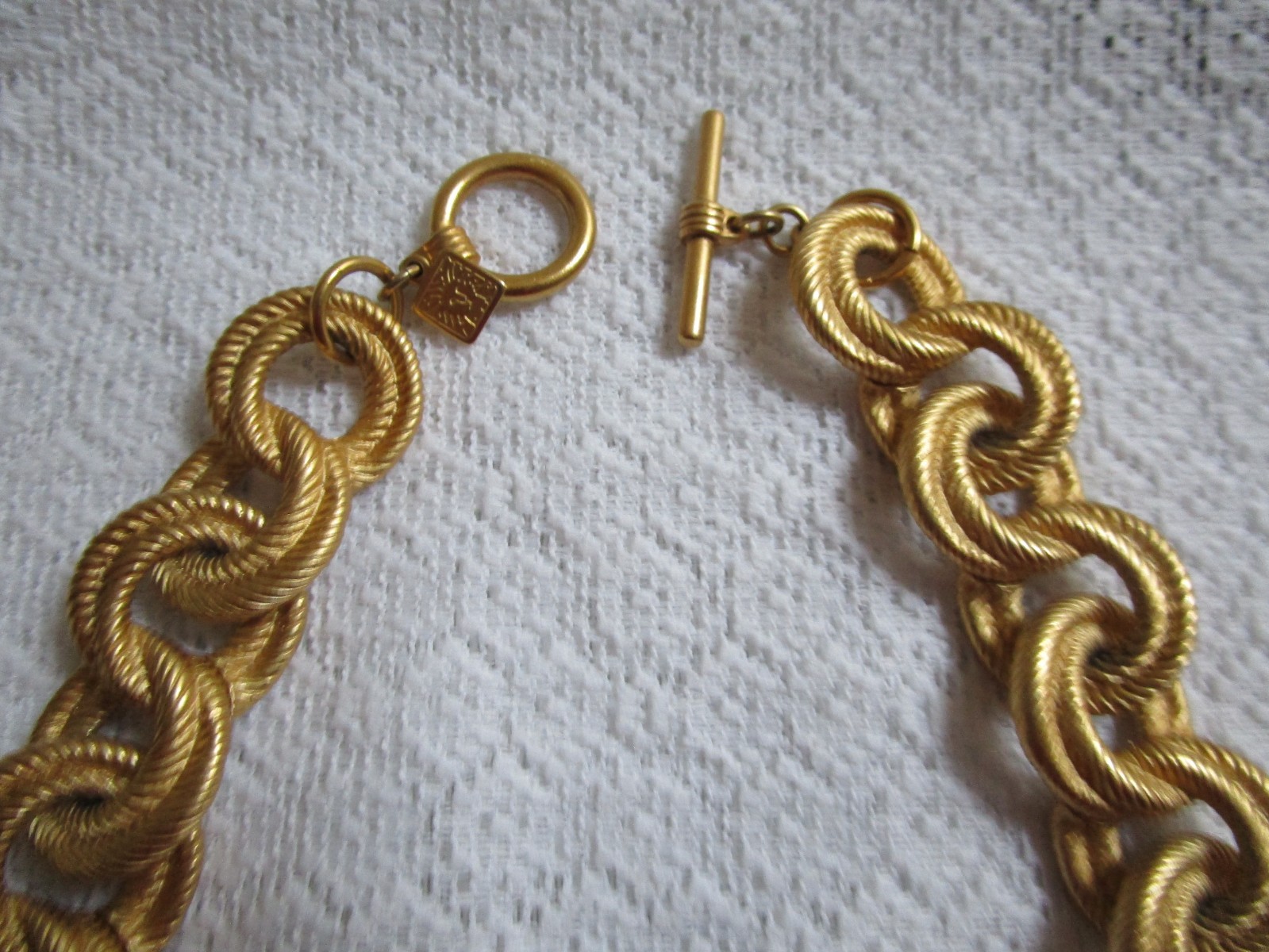 Vintage Anne Klein Necklace Chunky Texture Double Rope Link Signed 18” L XLNT
