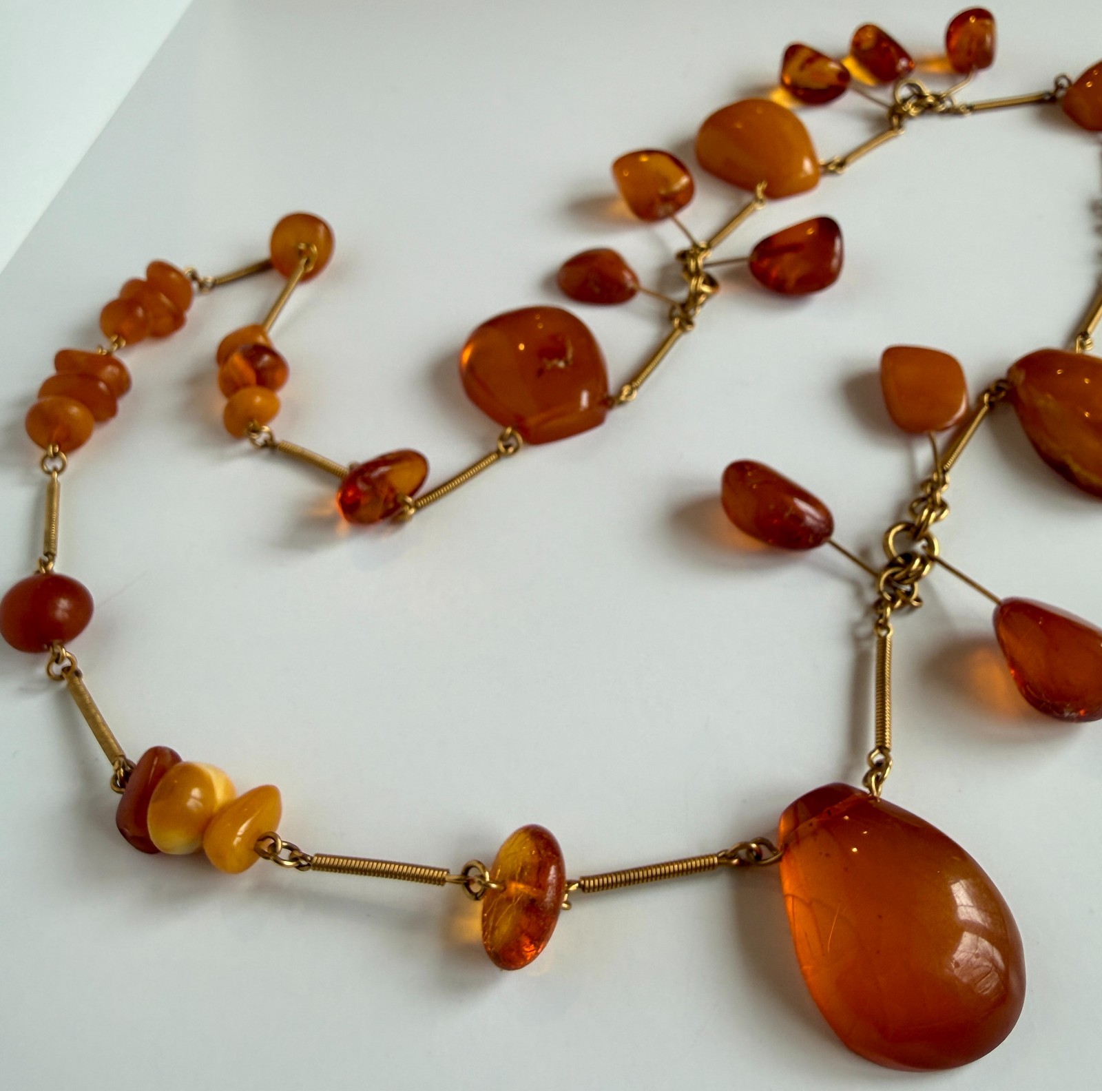GORG Vintage Natural Egg Yolk Honey Cognac Baltic Amber Necklace 28″ EXC COND