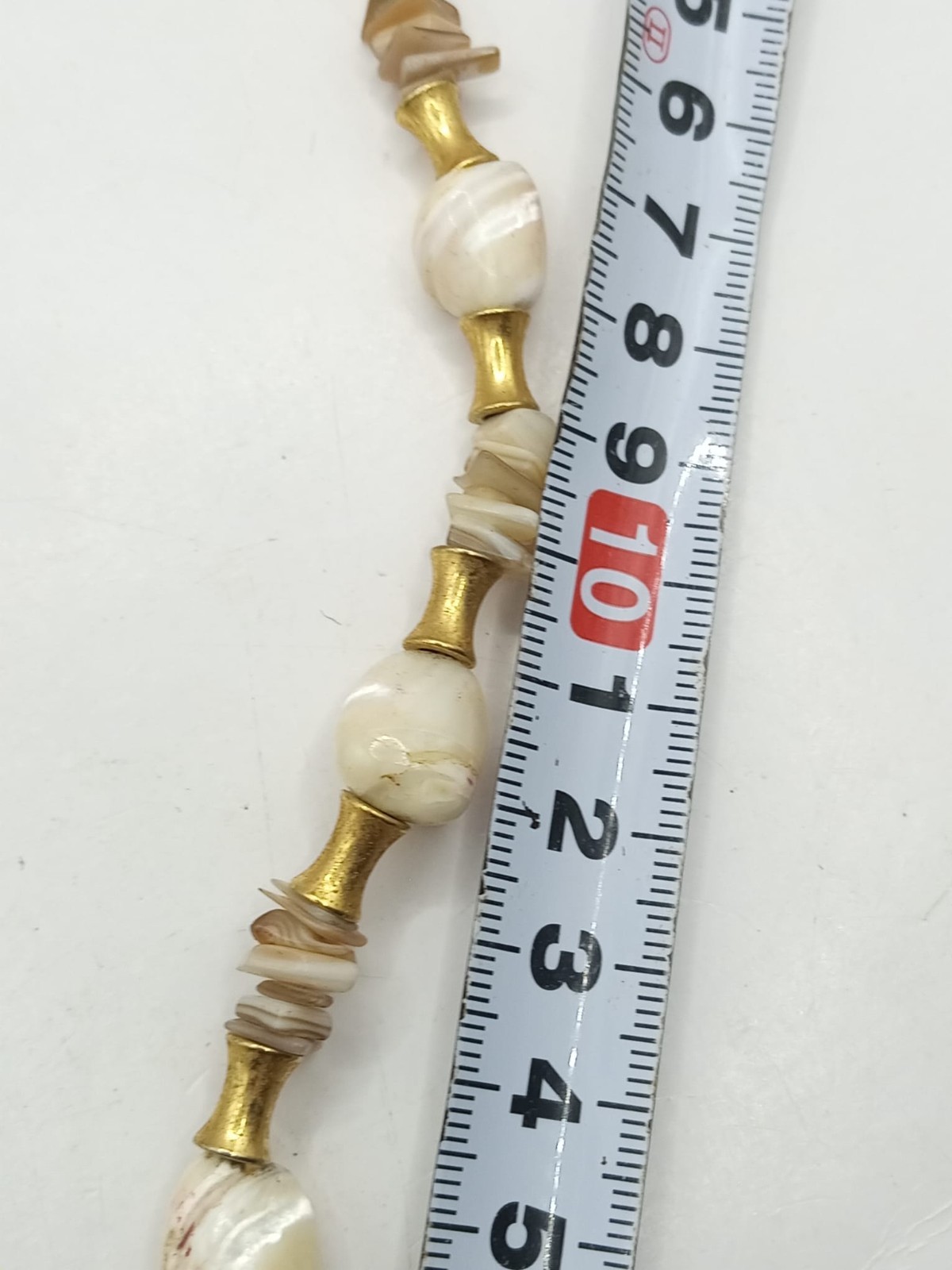 Natural Mother Pearl Shell Chunky Statement Necklace 45cm 50g Brass Accent Art