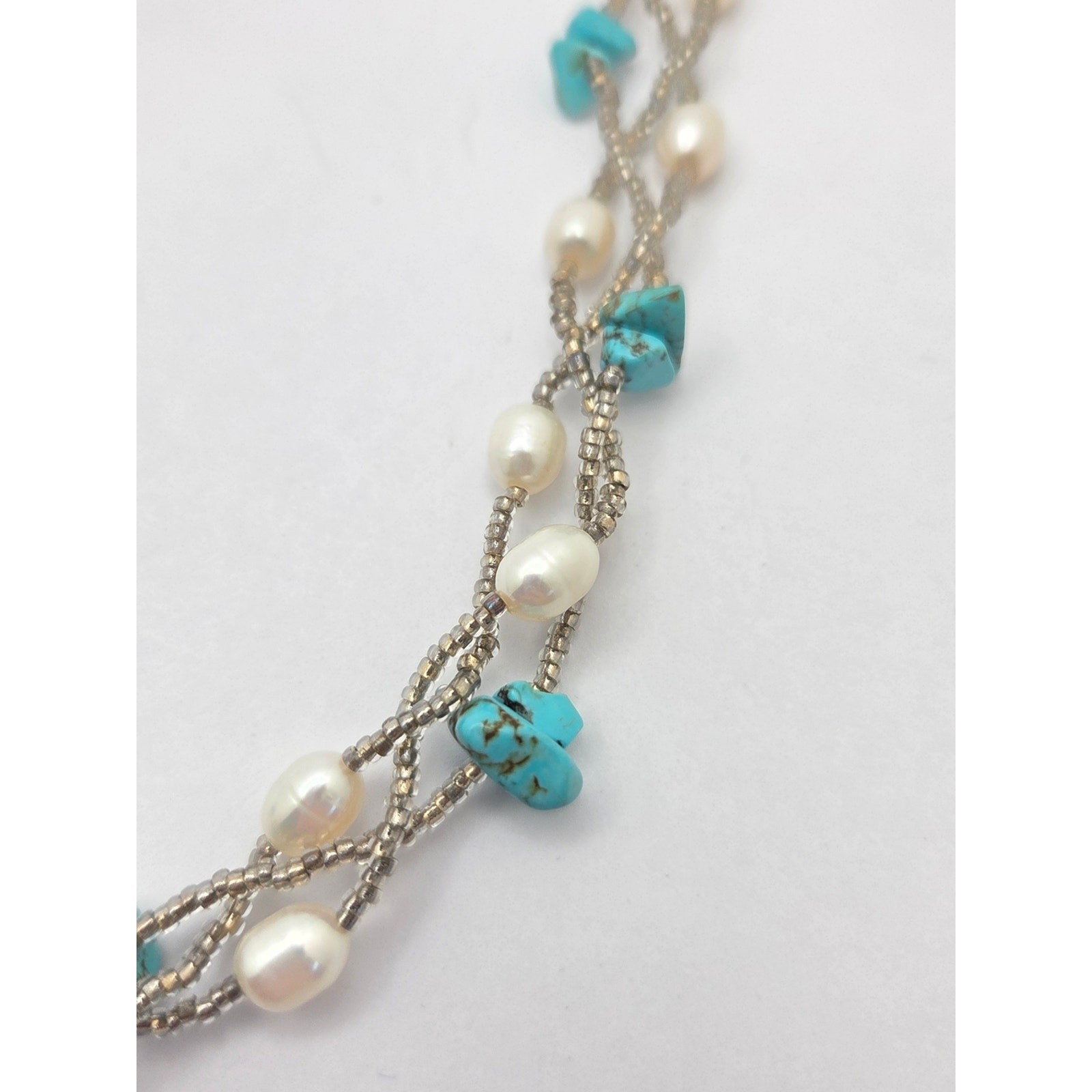Convertible Freshwater Pearl & Turquoise Multi-Strand Necklace Bracelet Set