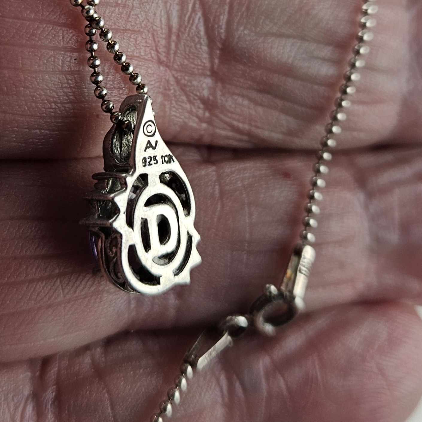 Sterling Silver & 10K AV Gold Pendant with Amethyst & Chain 16 in 3.0g [8820]