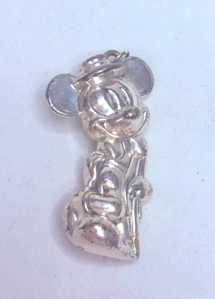Rare Vintage Disney 925 Sterling Silver Top Hat Mickey Mouse Charm