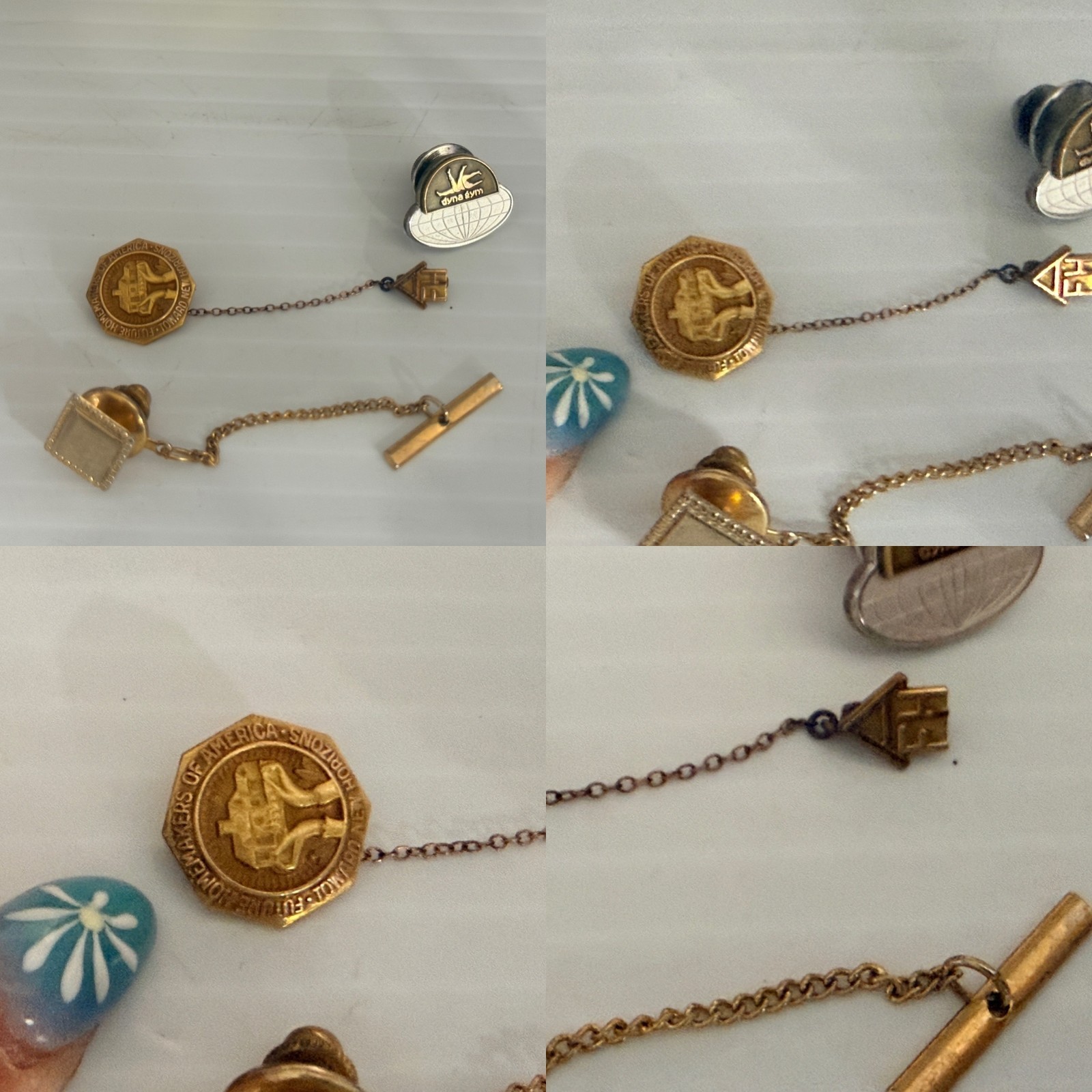 Vtg Lot of Men’s Jewelry Box Cuff Links Tie/Bar Clips Studs Pins