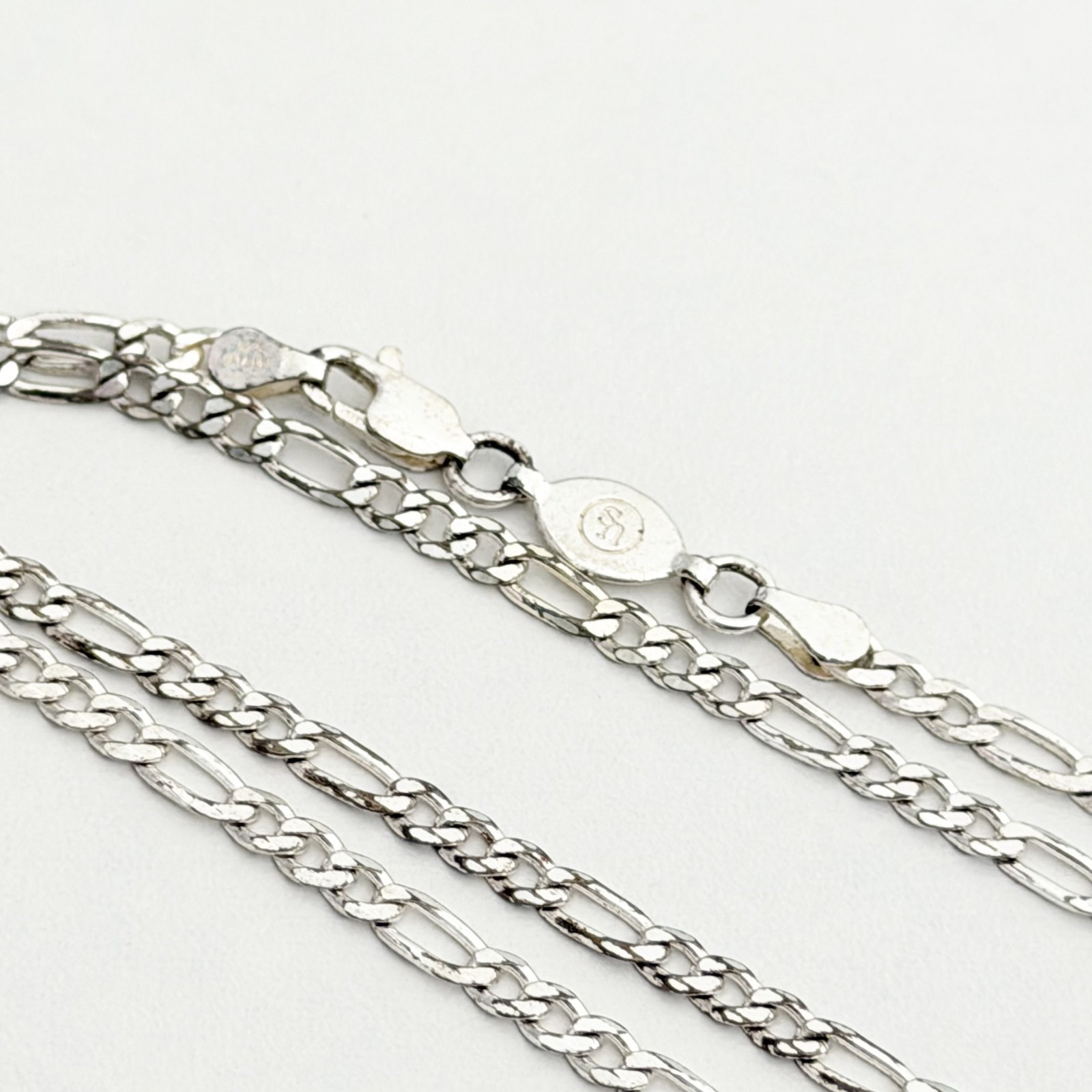 925 Italy Sterling Silver Vintage Figaro Chain Link Necklace 24″