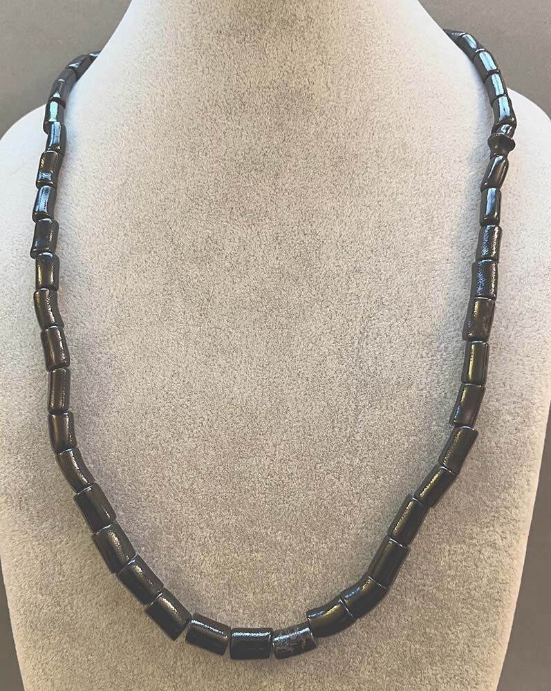 Vintage Black Coral Branch Tube Bead Necklace 24″ Long 24.5 g
