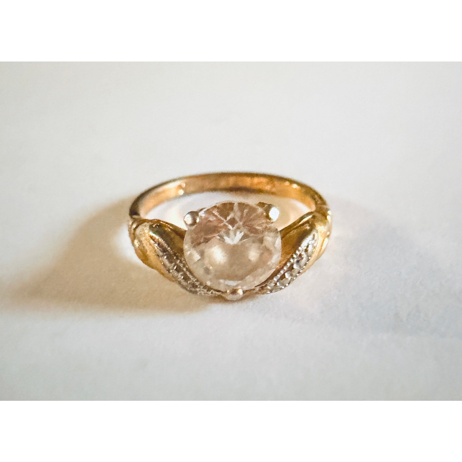 Signed LIND 14K HGE Heavy Gold Electroplate Vintage CZ Engagement Style Ring