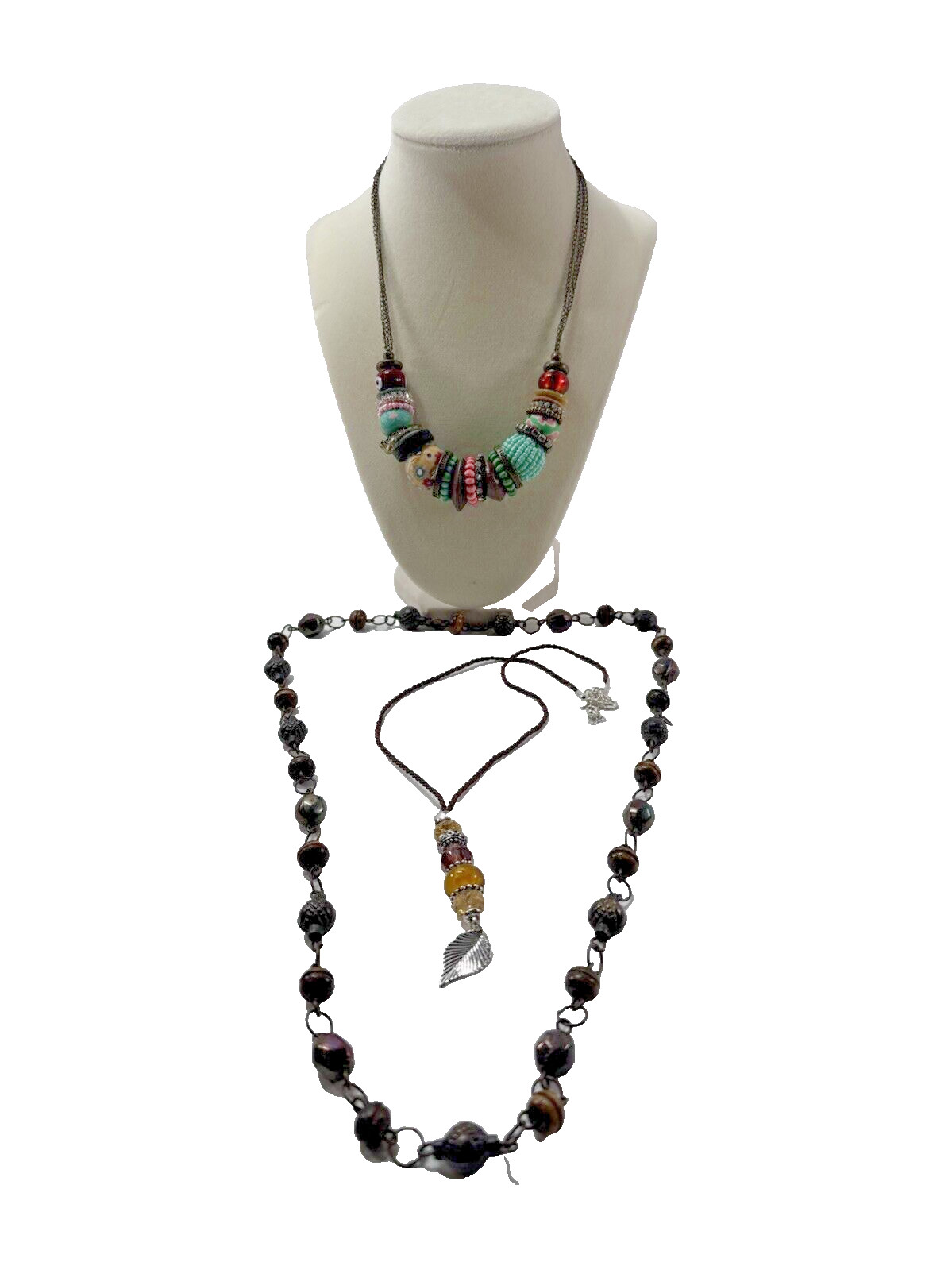 Beautiful Vintage Estate Lot 3x Beaded/Stone/Metal Necklaces