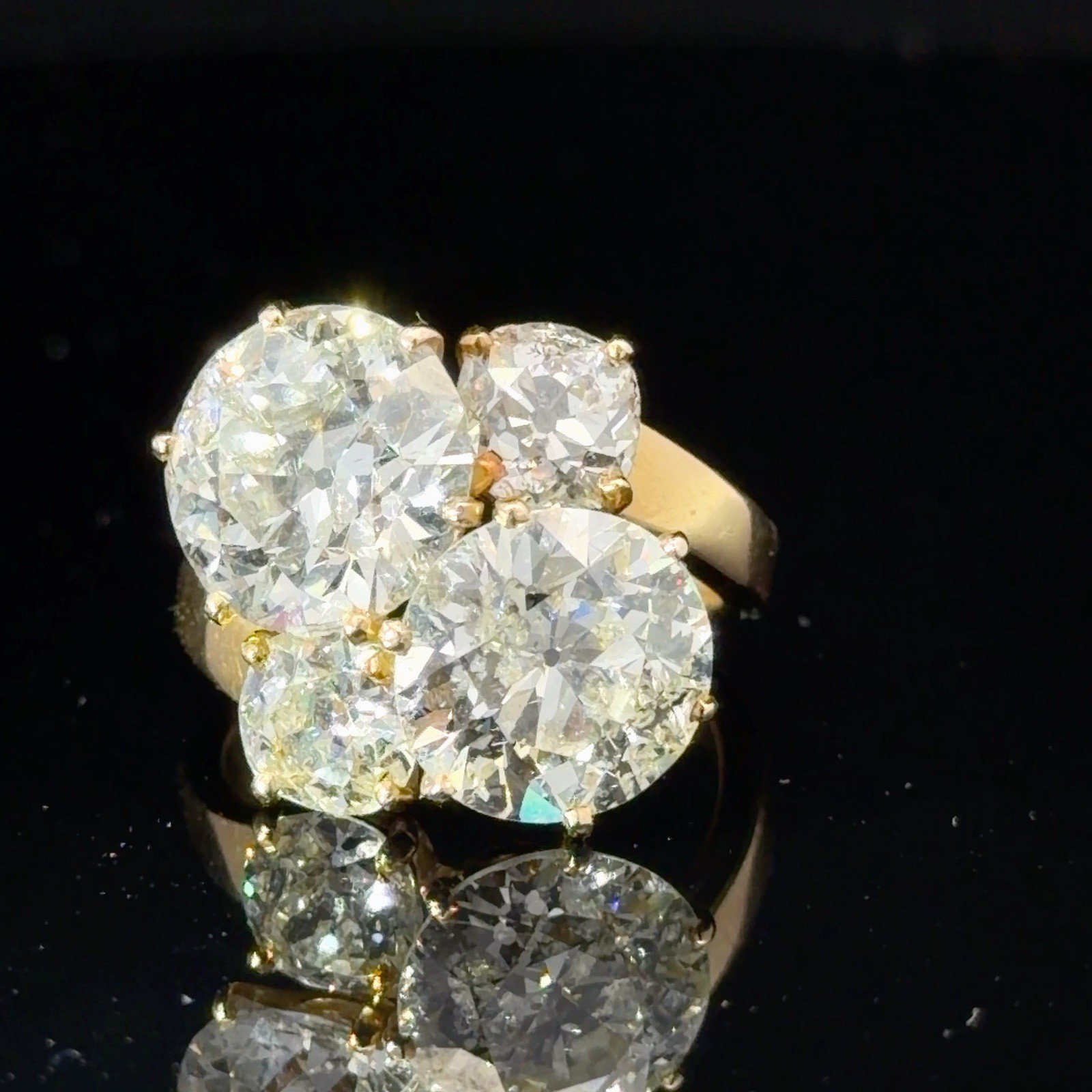 7ct+ Natural Old European Cut Old mine cut Antique Diamond 18k Ring French