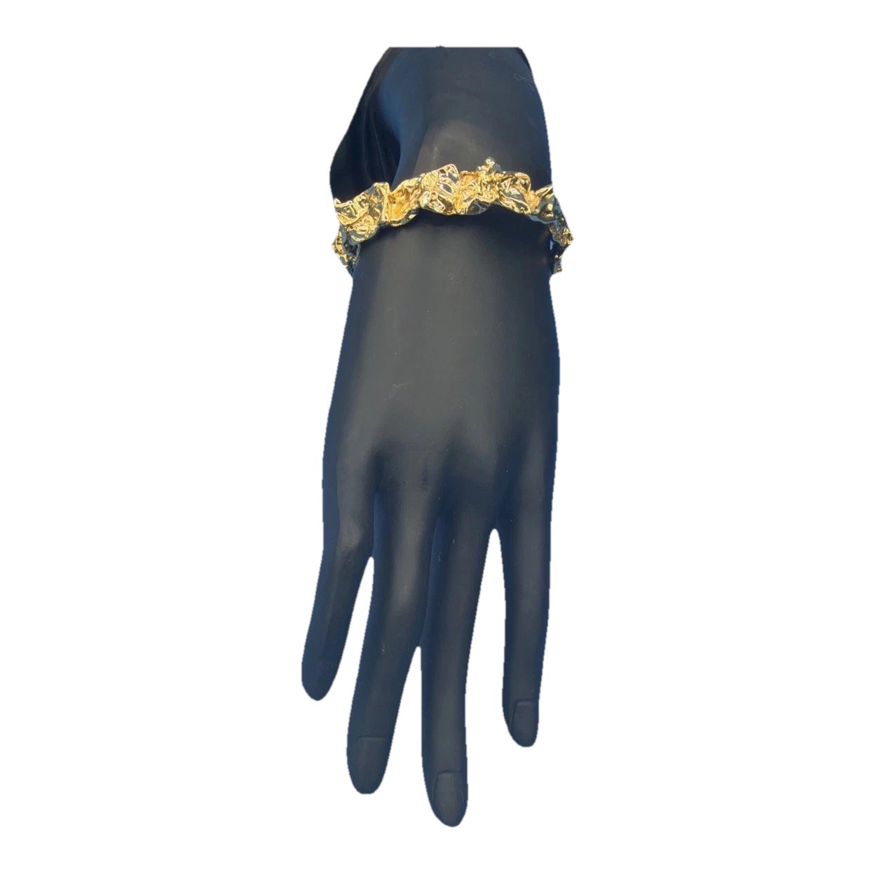 24K Gold Plated Sculptural Bracelet – Textured Molten Metal Design