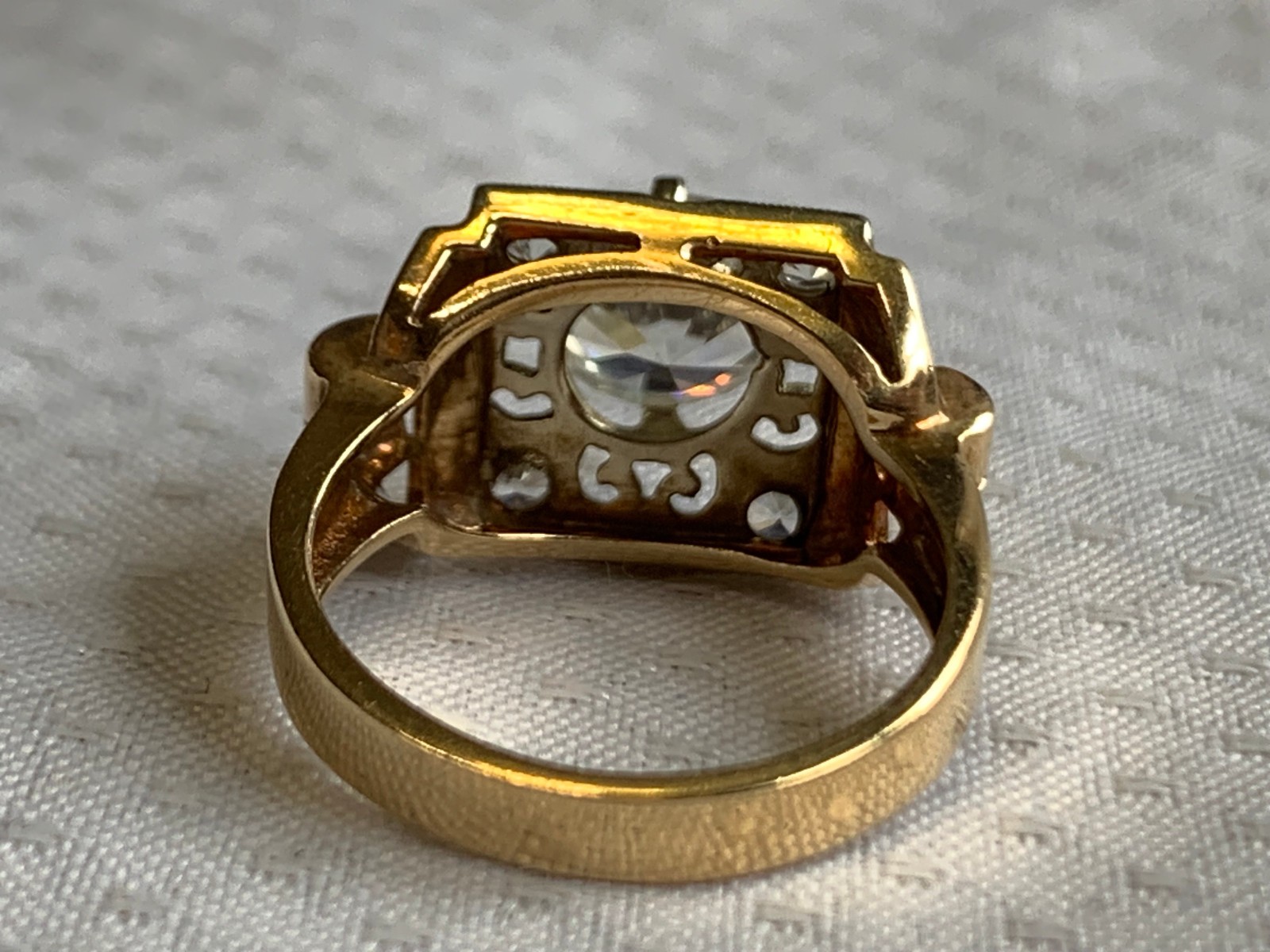 Vtg Yellow Gold Ring 4.86g Fine Jewelry Size 6 Band Clear Stones *READ*