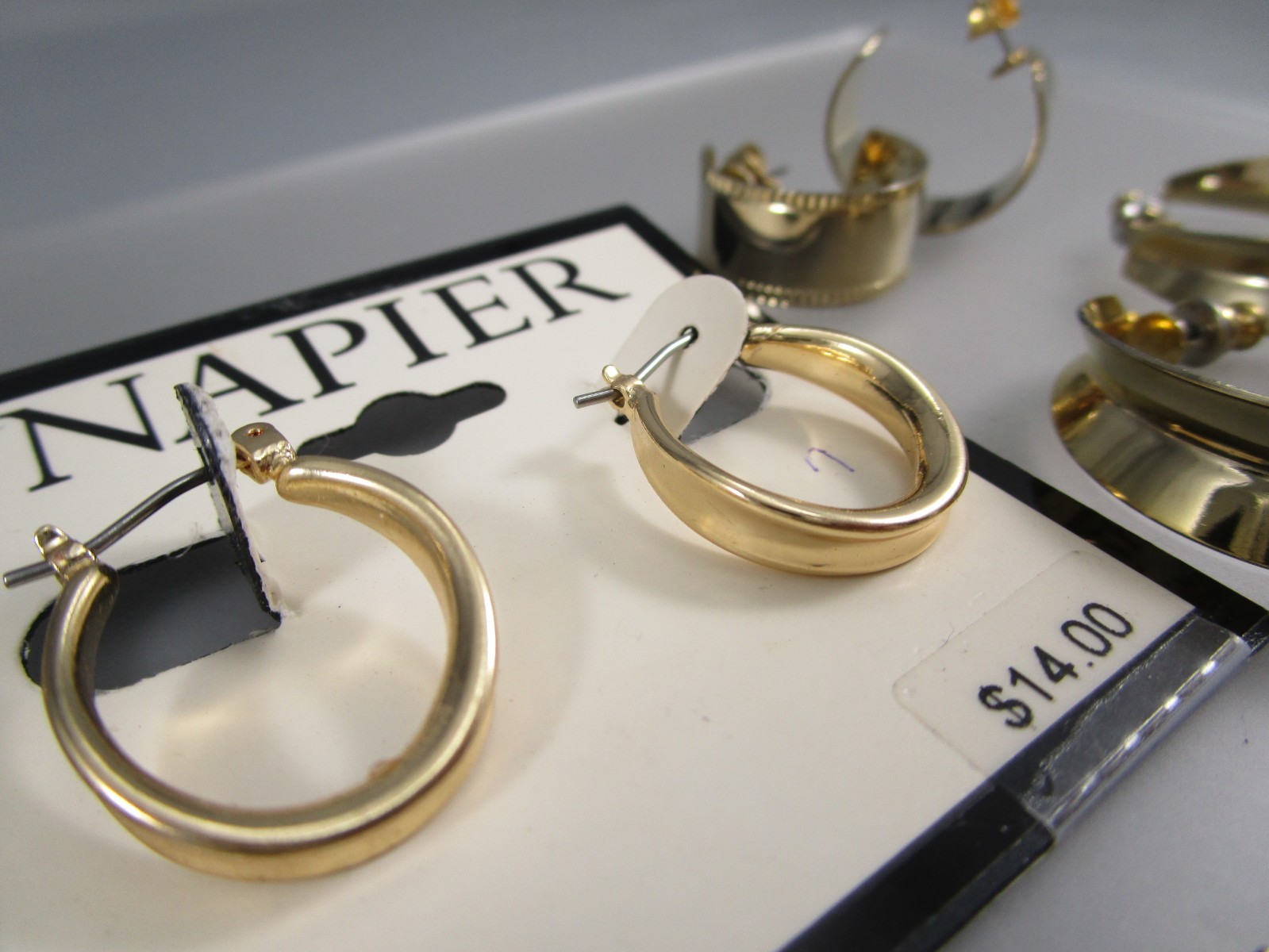 Vtg Mod Retro Gold Tone Multi Hoop Styles LOT 9 Post Pierced Earrings 175P