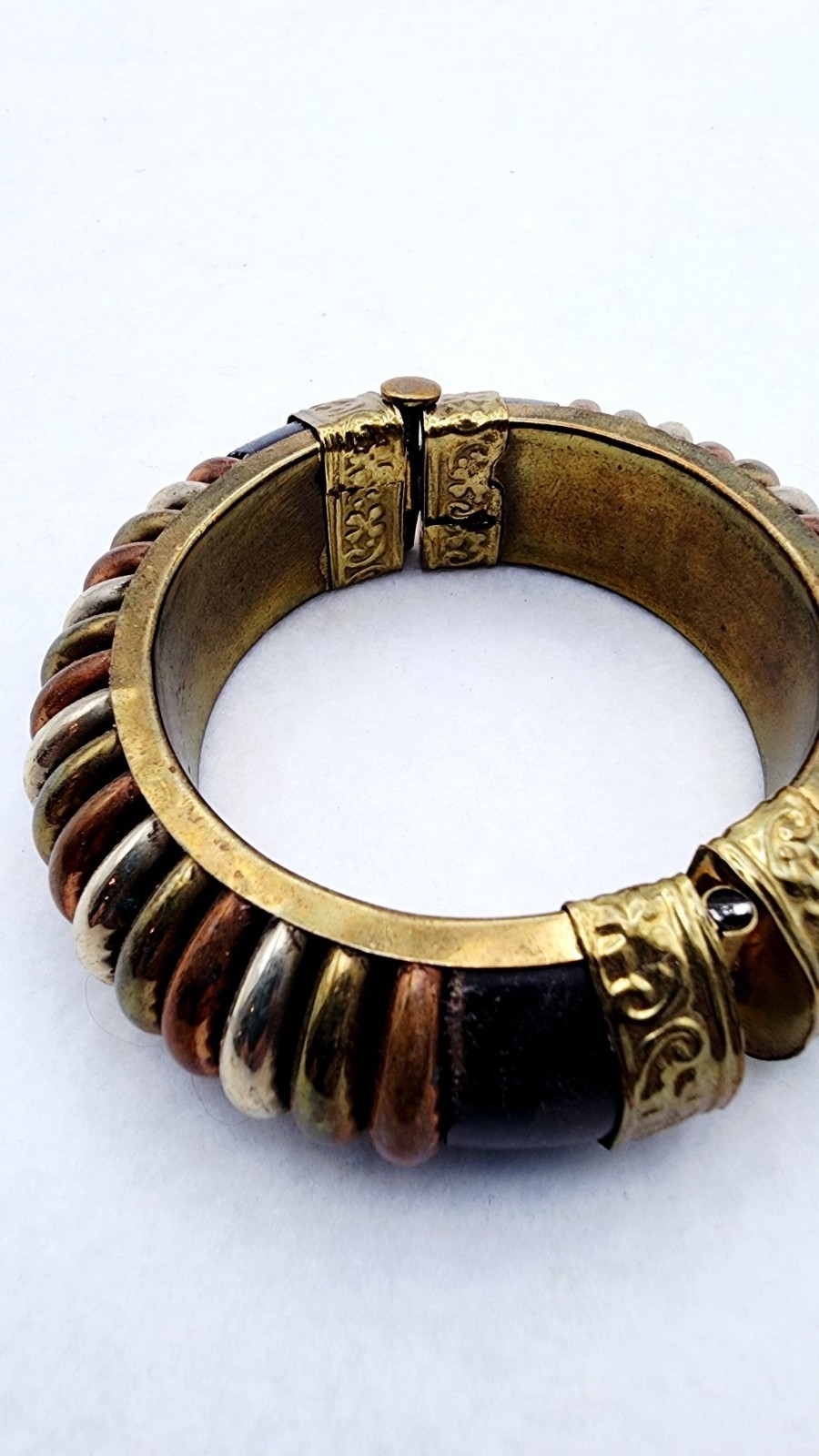 Vintage hindged Copper Cuff brass bracelet 7″