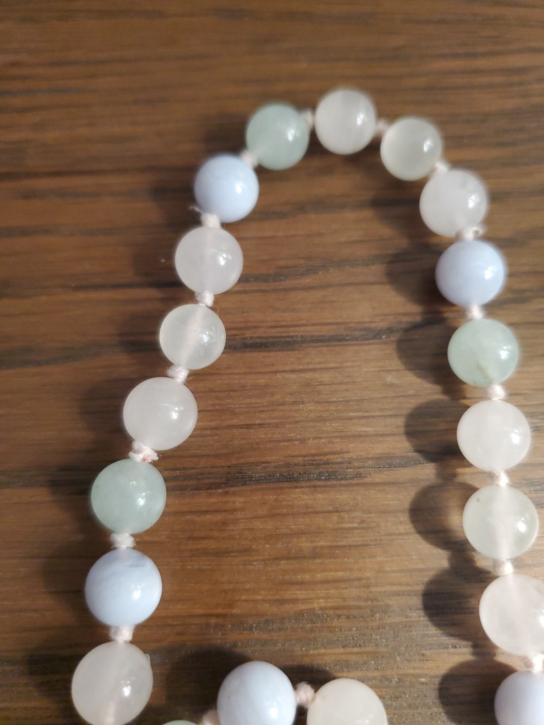 Vintage Multi Color Pastel Quartz Round Bead Long 33” Knotted Necklace