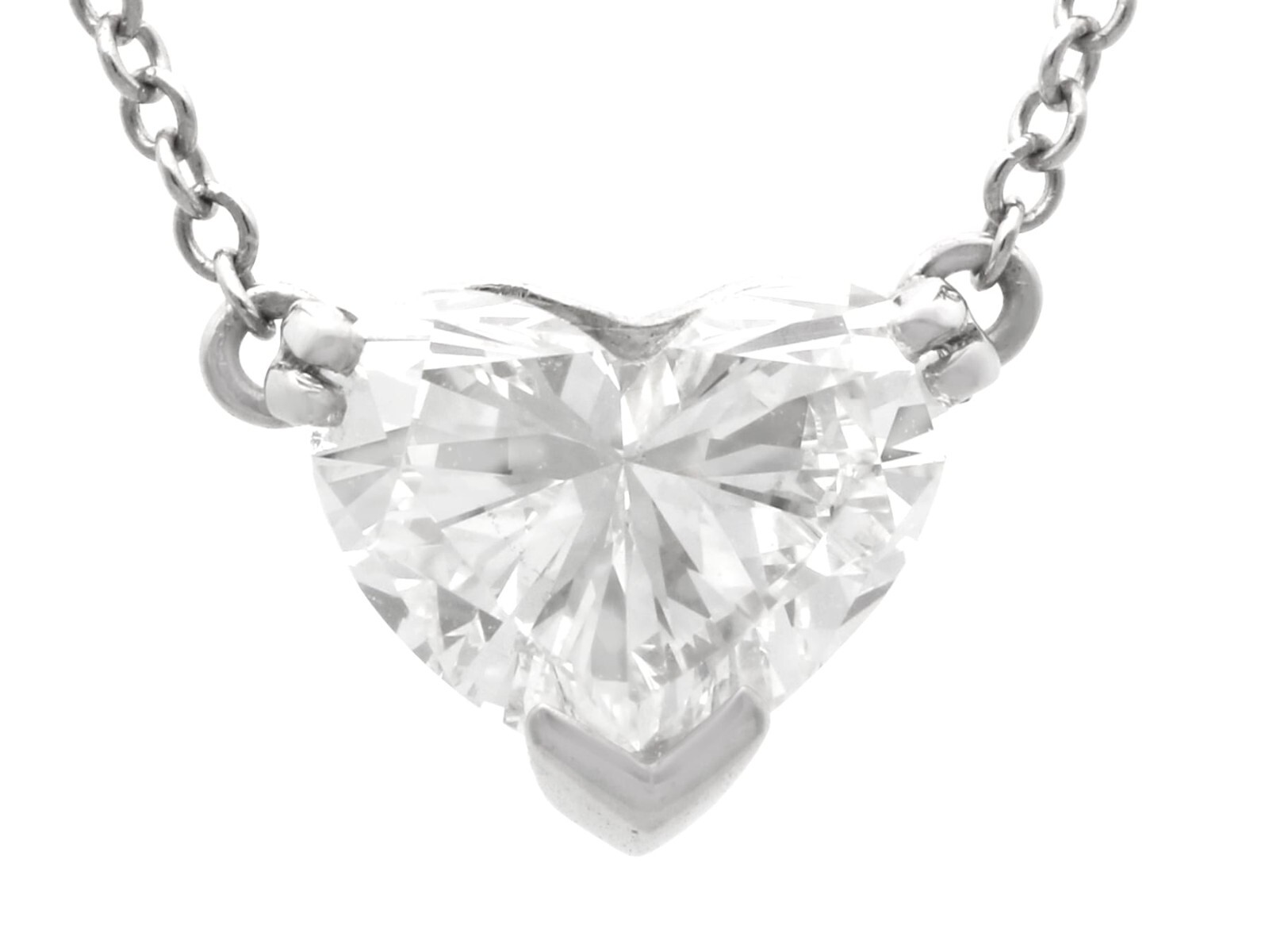 Vintage 1.00Ct Diamond and 18k White Gold Solitaire Pendant Circa 1990