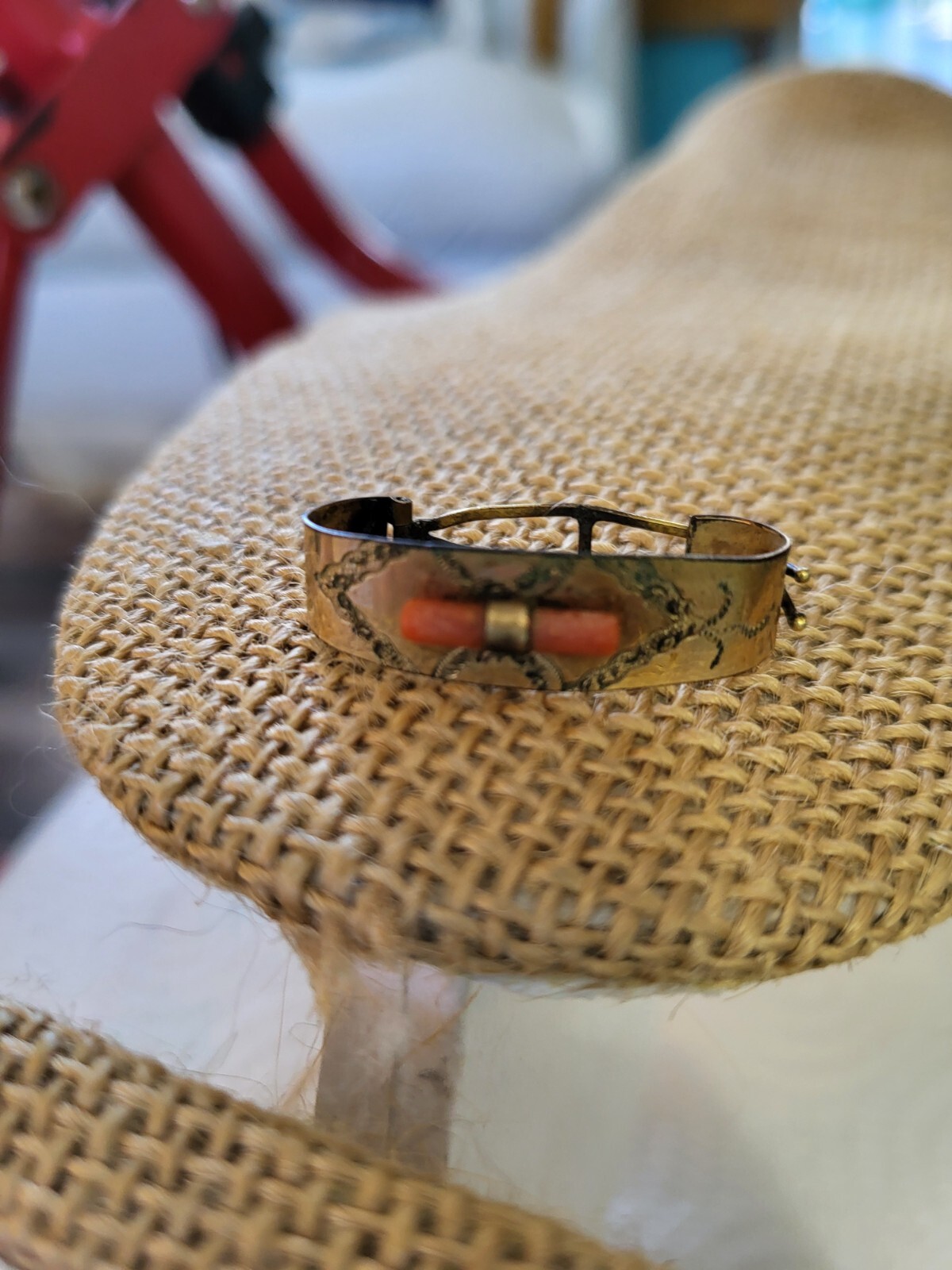 victorian antique gold coral hair clasp estate