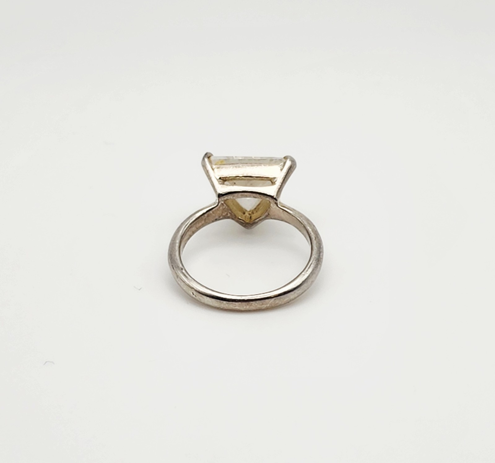 Vintage Sterling Silver CZ Trillion Cut Solitare Ring Size 6