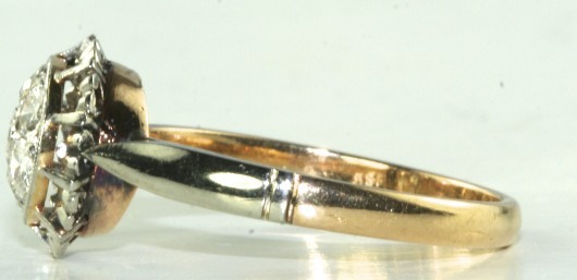 FRENCH ANTIQUE 18K GOLD PLATINUM .70 CARAT DIAMOND RING
