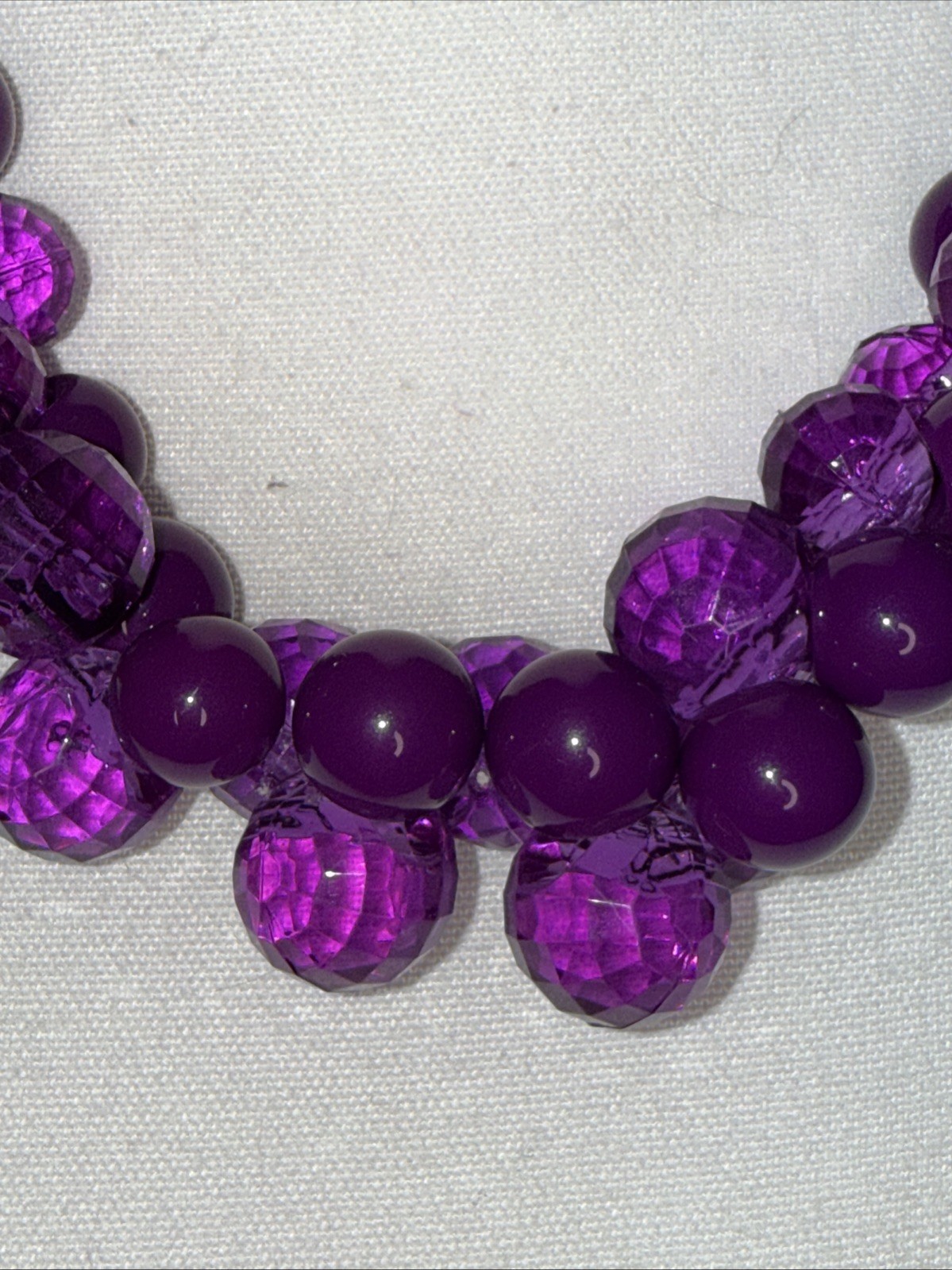 Vintage Purple Contrast Bauble Beaded Chunky Statement Piece Necklace 22 Inches
