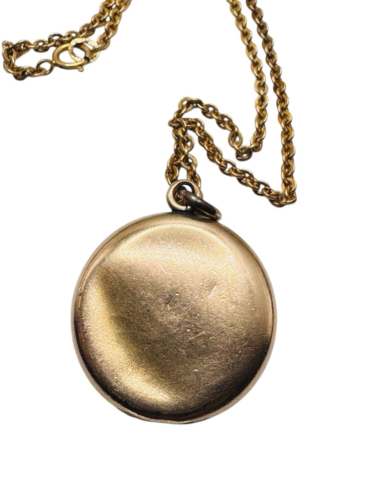 Antique Art Nouveau Rolled Gold Locket Necklace Lady Portrait