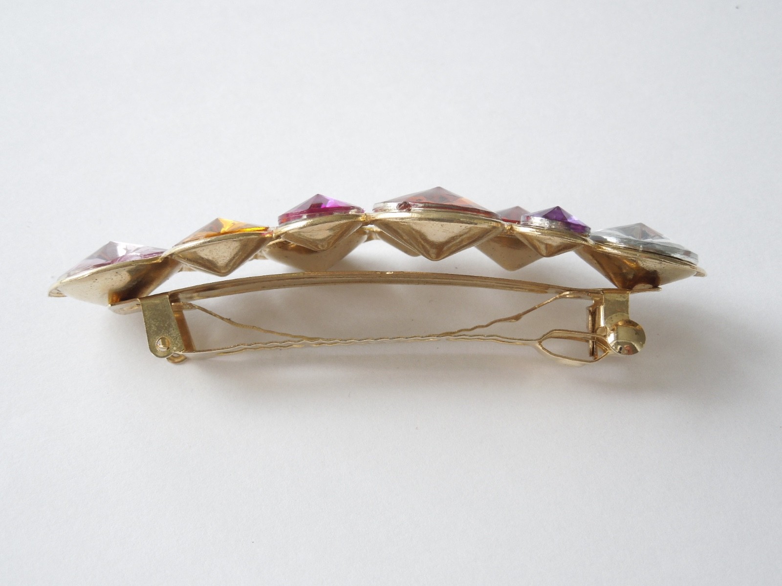 Hair Clip Metal Gold-Colored With Colorful Gems 21.4 G / 9.5 X 3.4 Cm