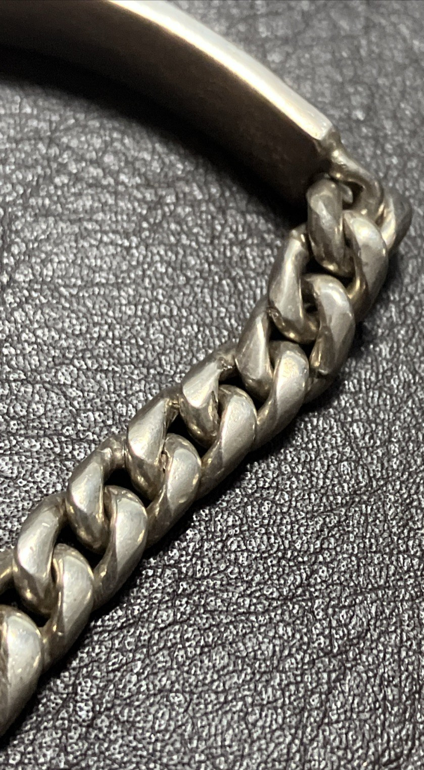 Mexico IF-02 Sterling Silver 925 Cuban ID Bracelet Solid 33 Grams 8.5 Inches