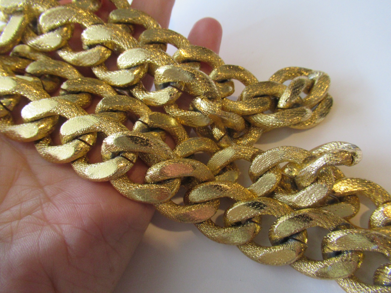 Vintage Aluminum gold plate chunky Chain Necklace