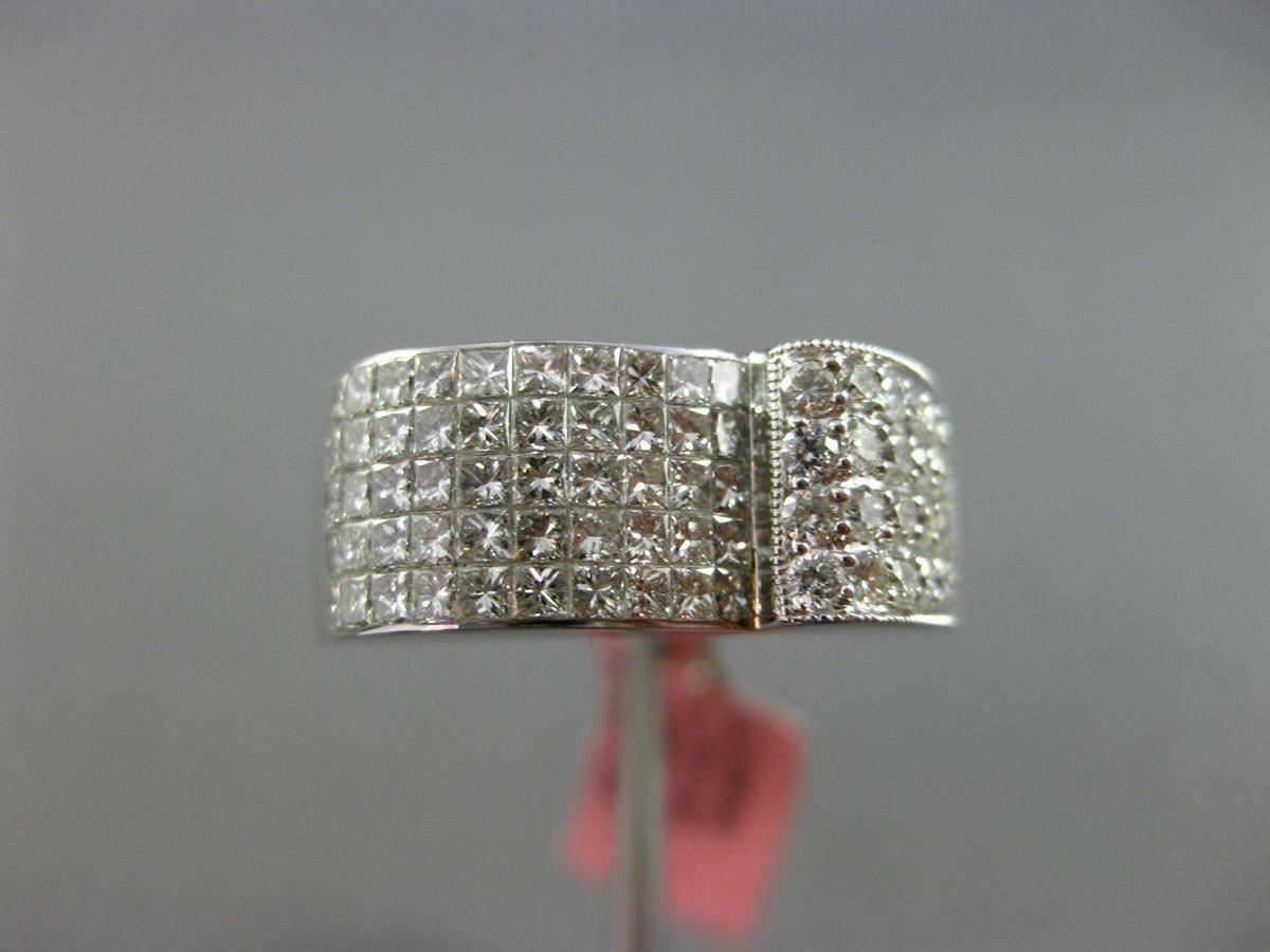 ESTATE WIDE 1.30CT DIAMOND 18KT WHITE GOLD 3D MULTI ROW MILGRAIN RING F/G VS/VVS