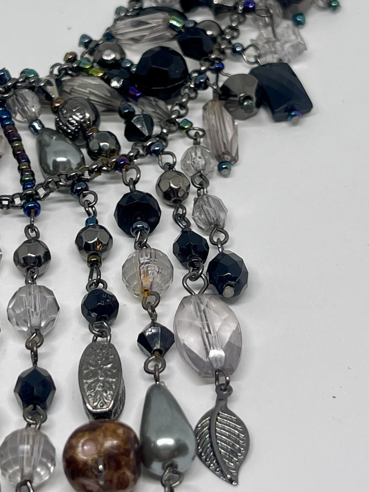 Victorian Revival Fringed Beaded Necklace Mixed Beads And Materials Stunning Bib