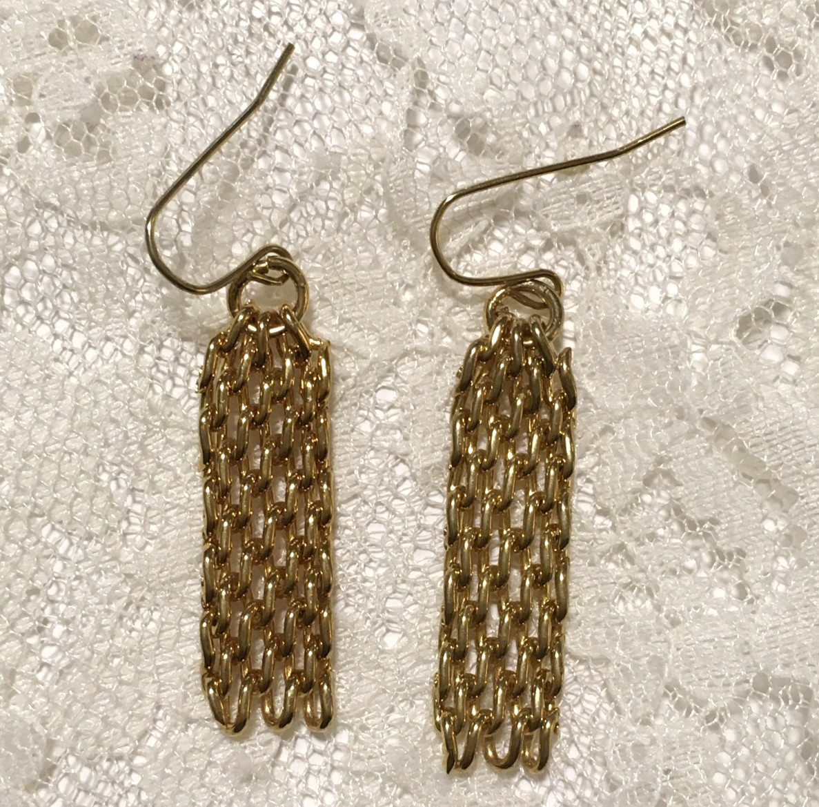 Vintage Dangle Earrings Lot Silver Gold Tone 5 Pairs Retro Chain Bead Hook Clasp