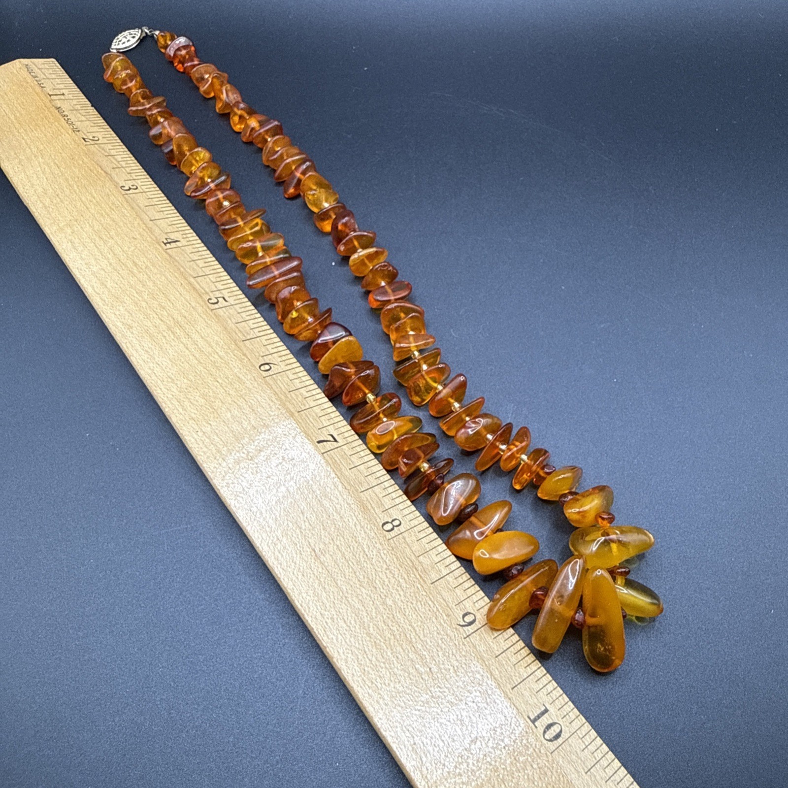 Vintage Honey Amber Bead Necklace 14K Gold Filled Clasp Inclusions Warm 20”