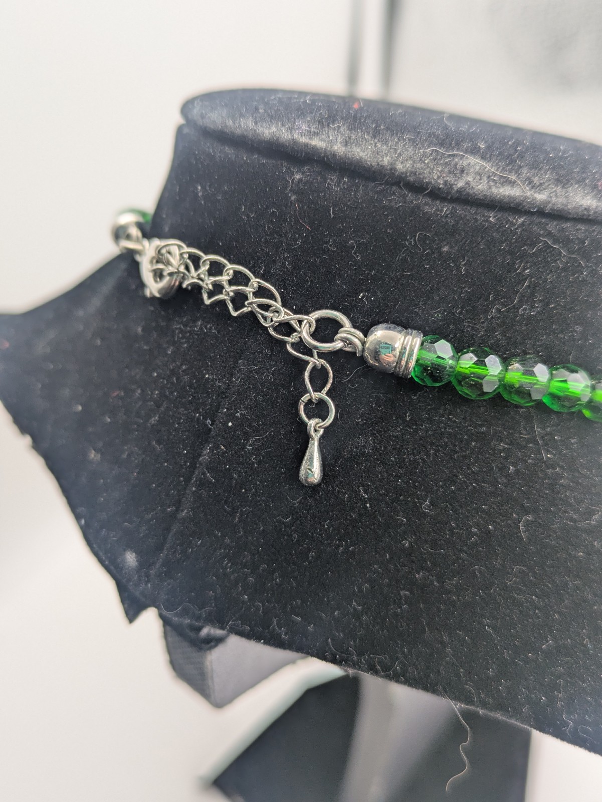 Vintage Genuine Pearl & Crystal Glass Cluster Green Acrylic Beaded Necklace 20″