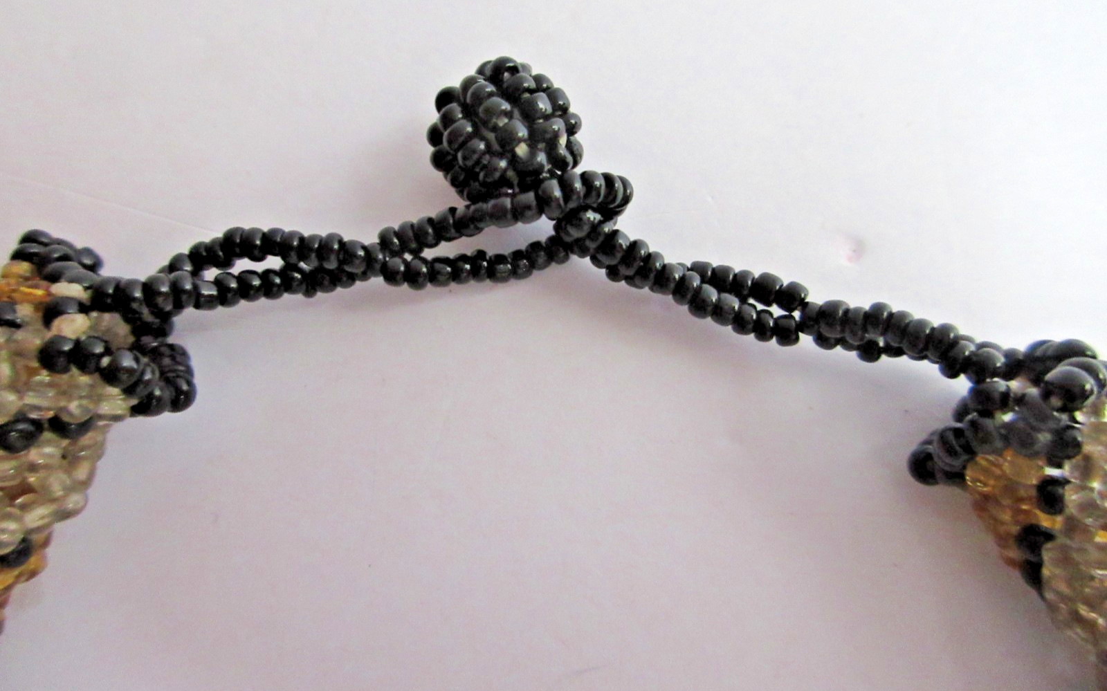 Multi Strand Twisted Woven Sead Bead Beaded Black Bronze Silver Necklace 22″
