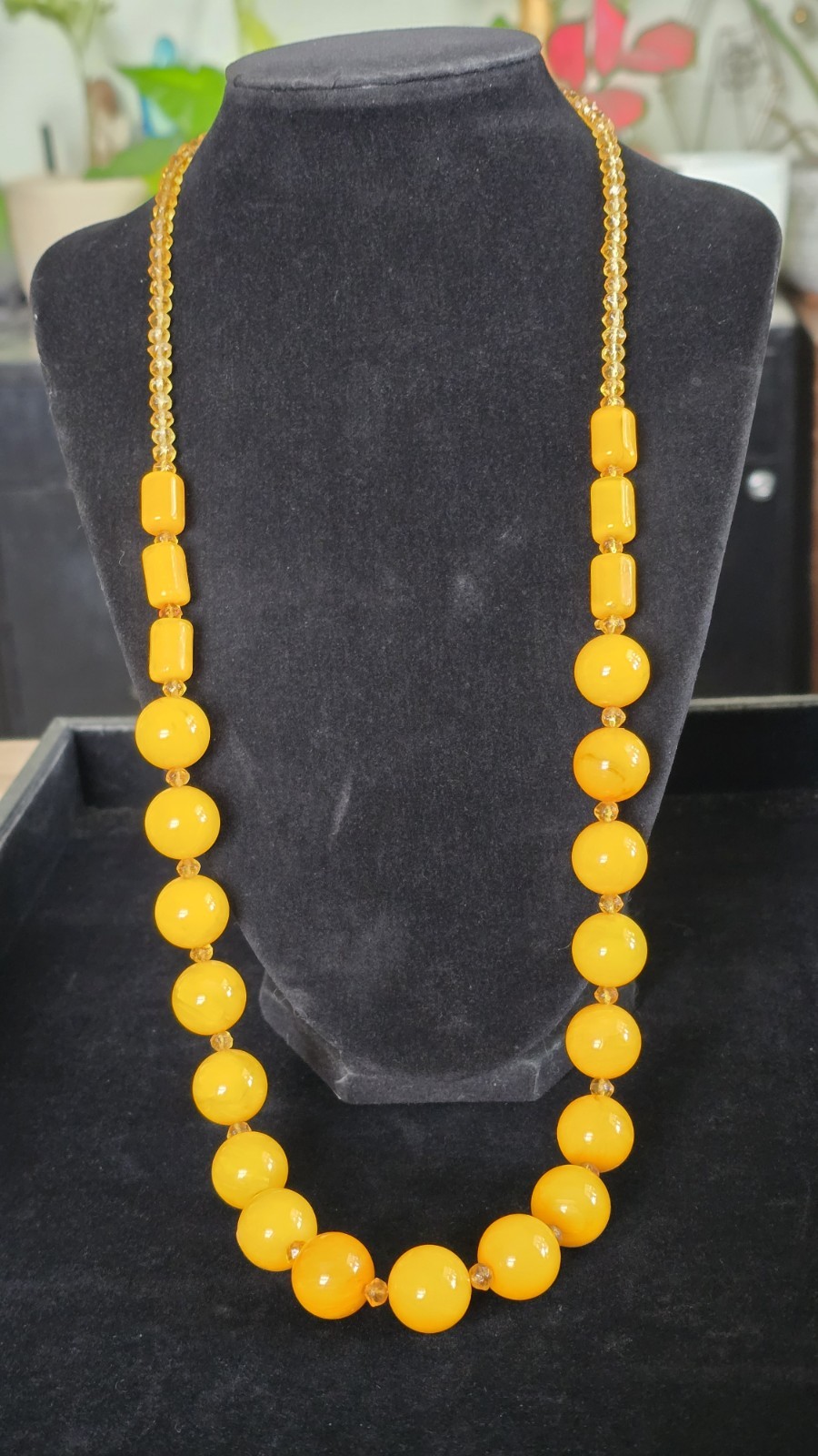 Vintage Baltic Butterscotch Amber Egg Yolk Bakelite Necklace 64 Grams