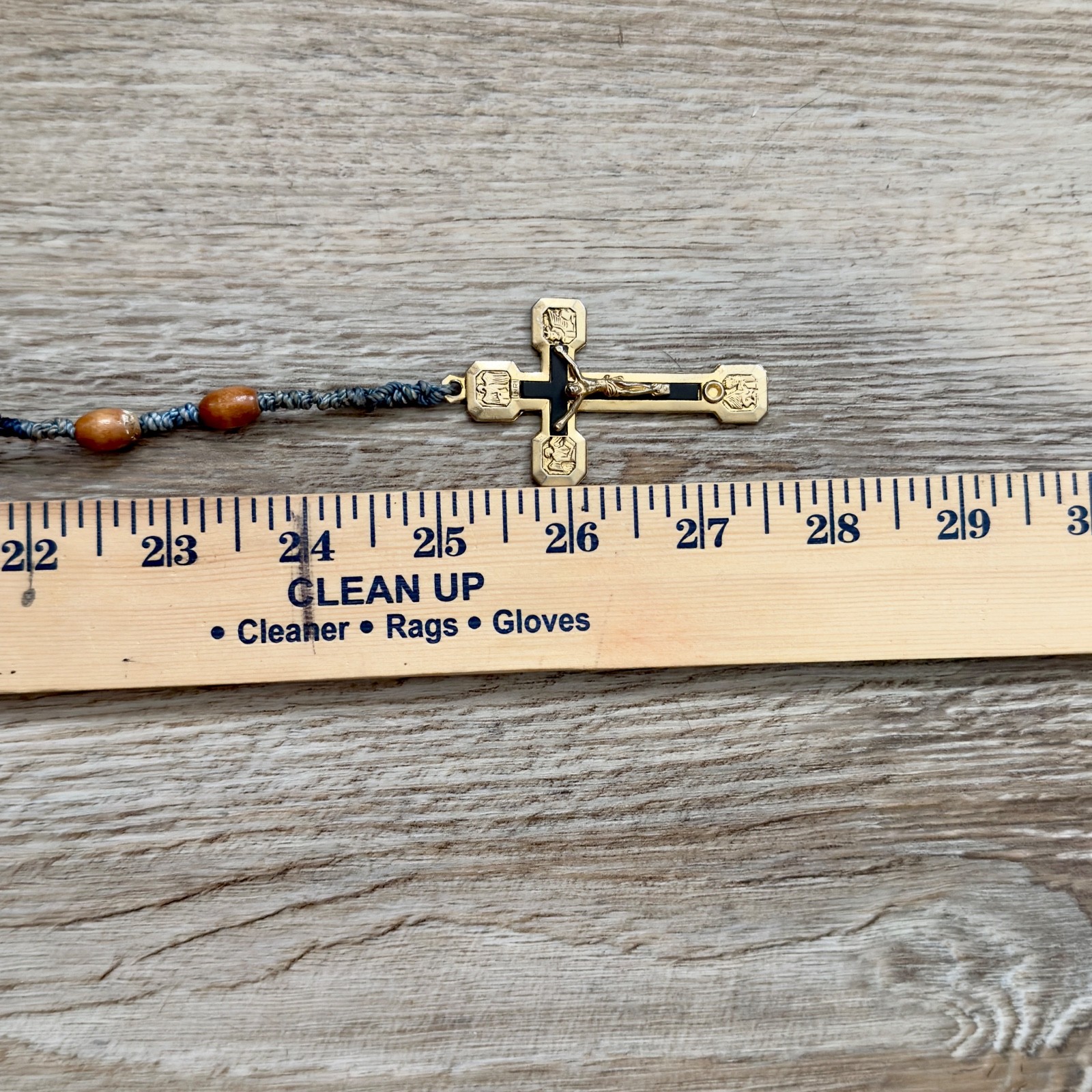 Vintage Rosary Religious Madre Del Buon Consiglio Proteggimi Wooden Beads