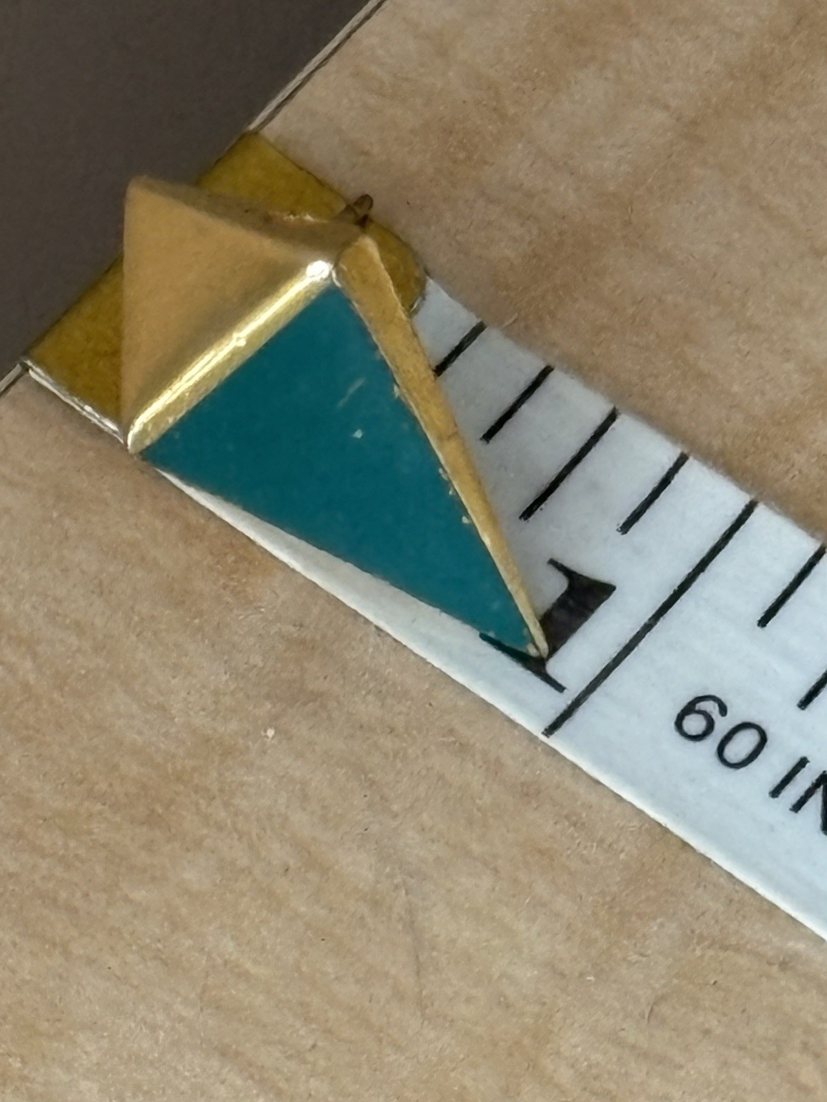 Vintage Teal & Gold Tone Geometric Earrings- about 1 in length