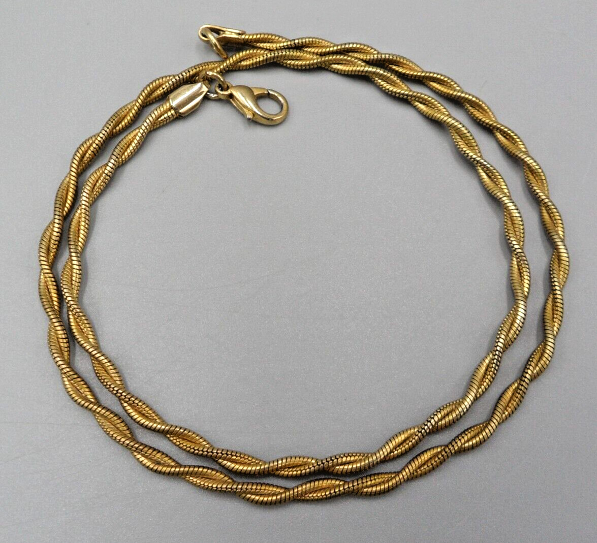 Twisted Double Snake Chain Necklace Specialty Choker Gold Tn 80s Nostalgia 17.5″