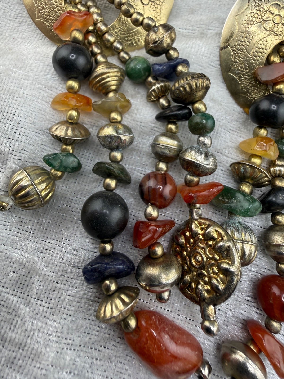 Boho Layered Fringe Necklace Pierced Earrings Set 20”